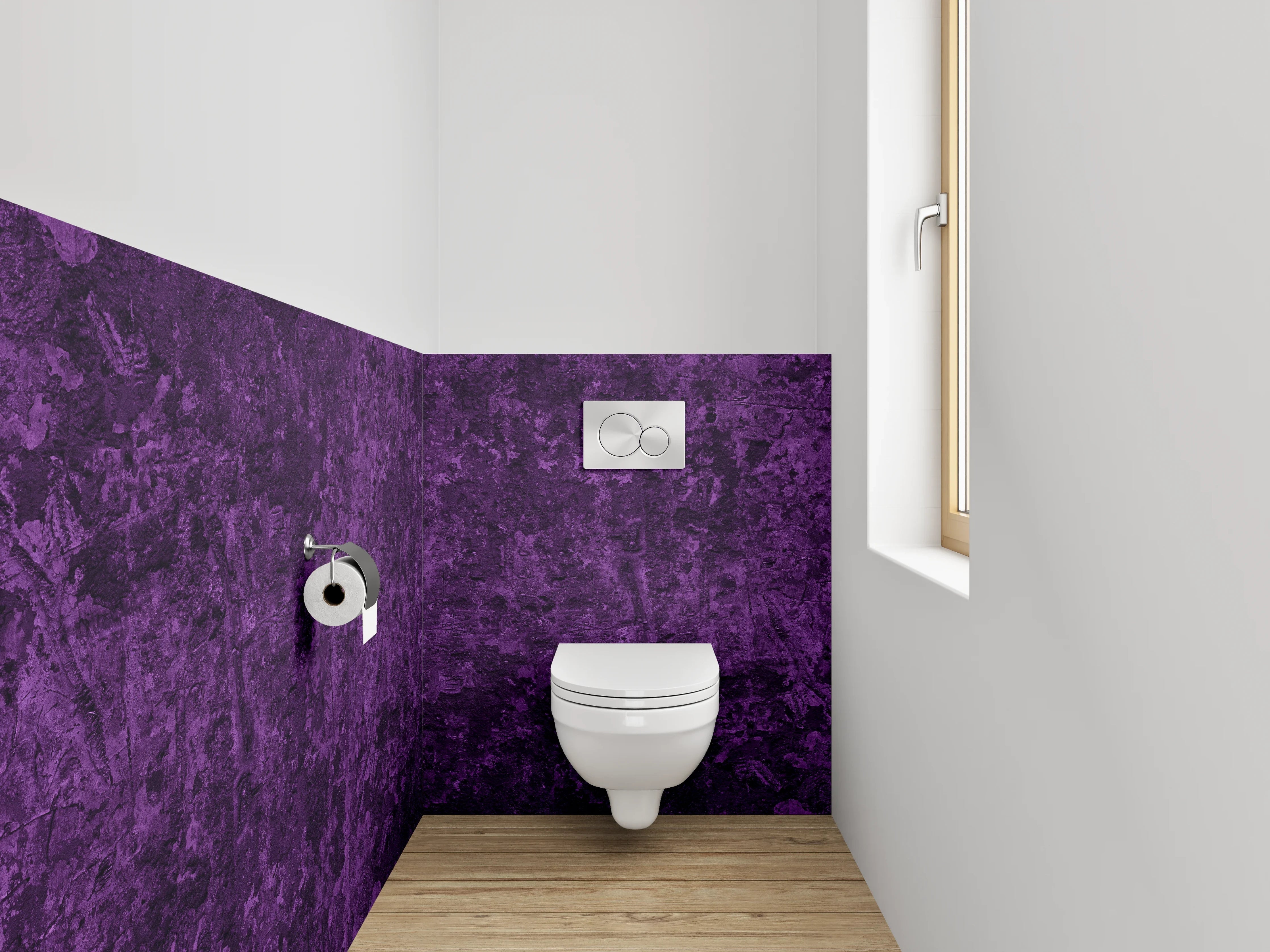 WC-Rückwand - Strukturierte lila Wandoptik