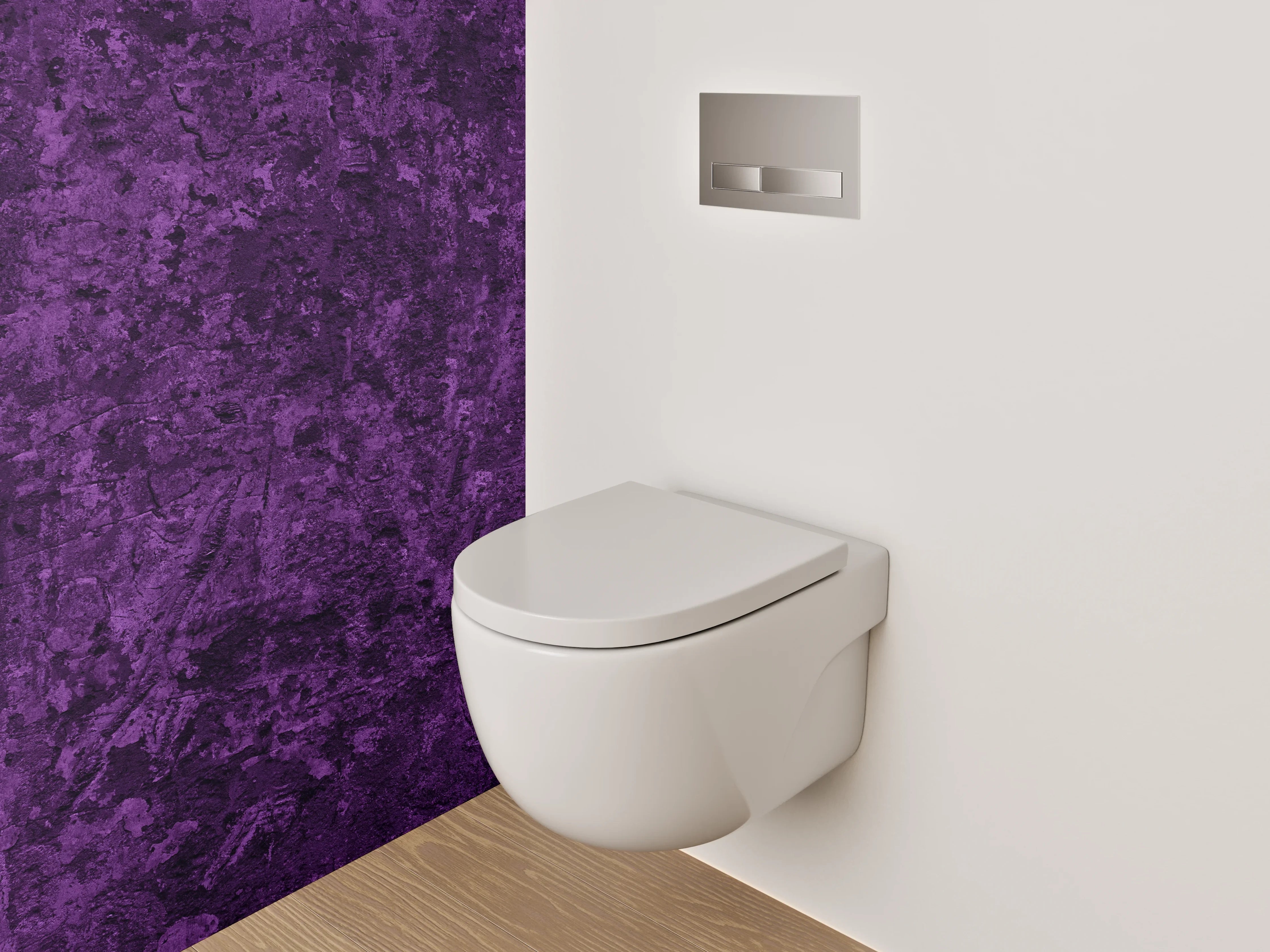 WC-Rückwand - Strukturierte lila Wandoptik