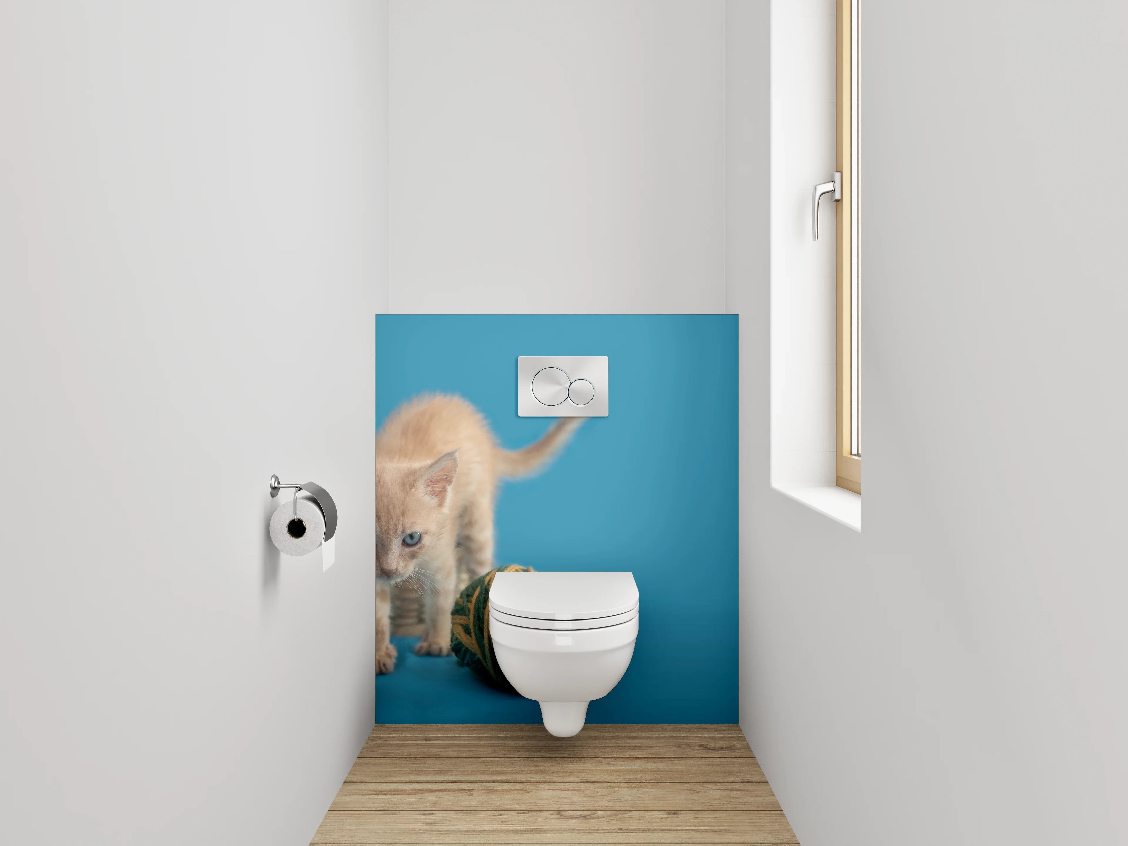 WC-Rückwand - Süßes Kätzchen mit Wollknäueln