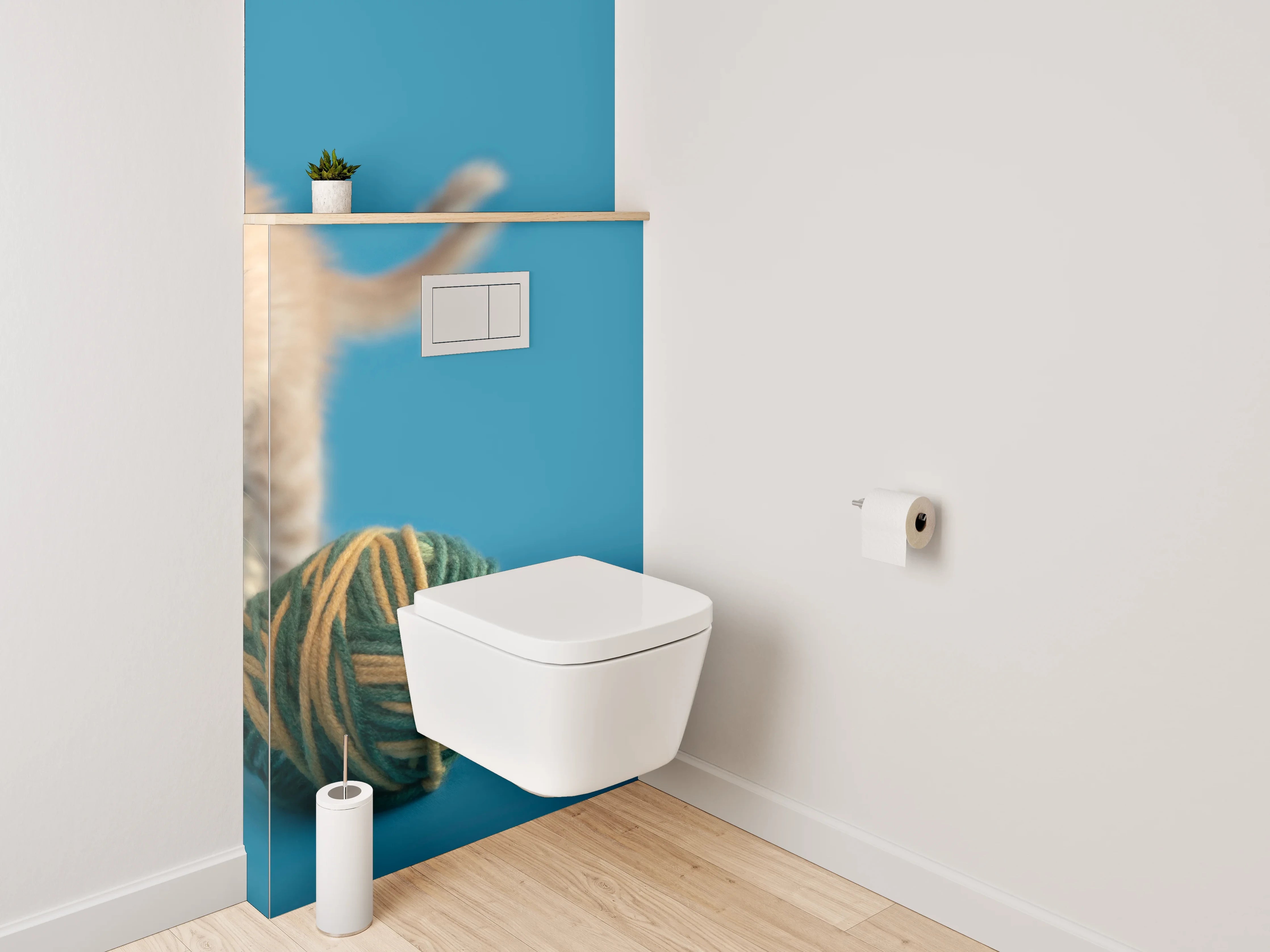 WC-Rückwand - Süßes Kätzchen mit Wollknäueln