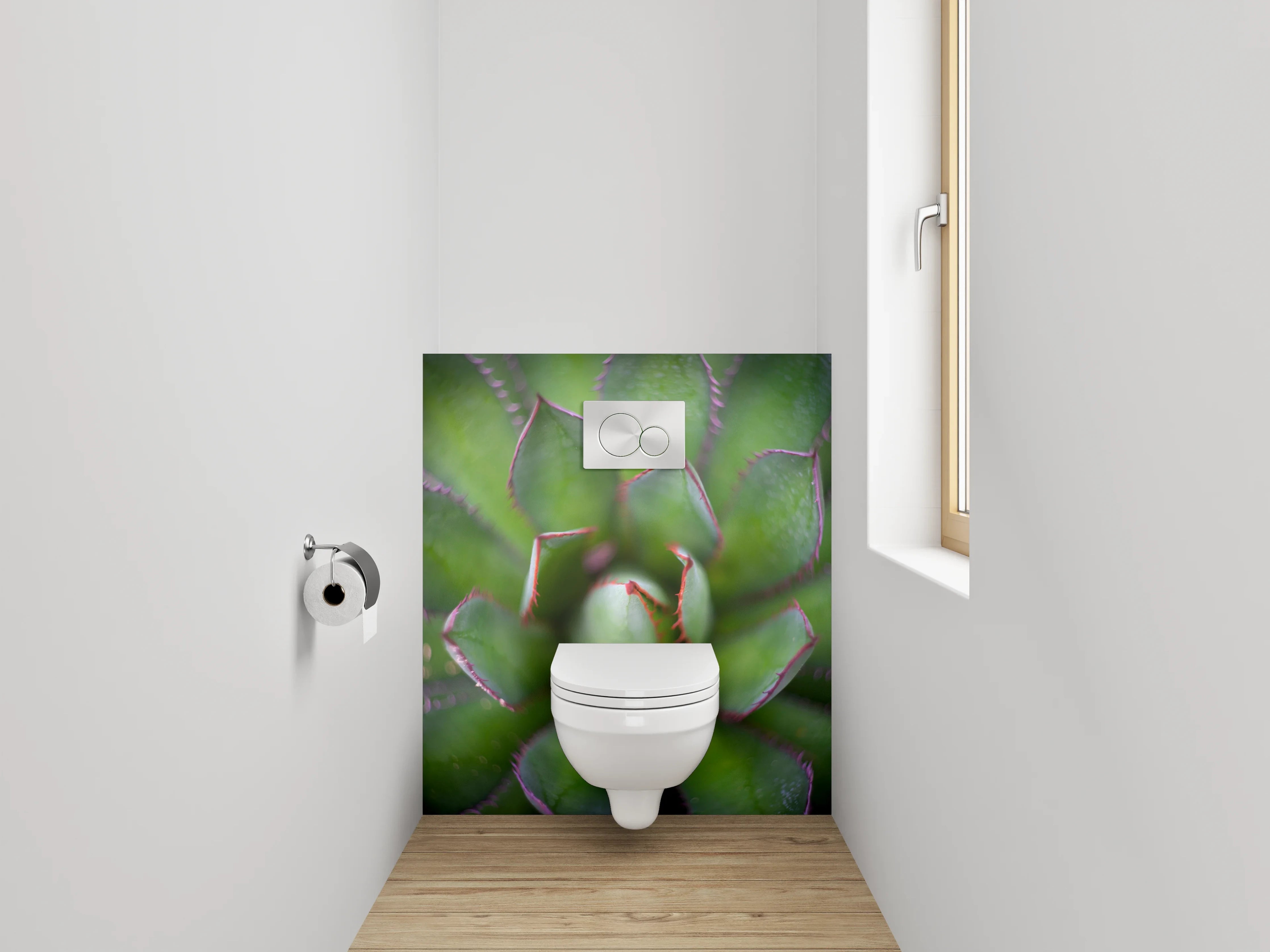WC-Rückwand - Sukkulente Makro grün Motiv