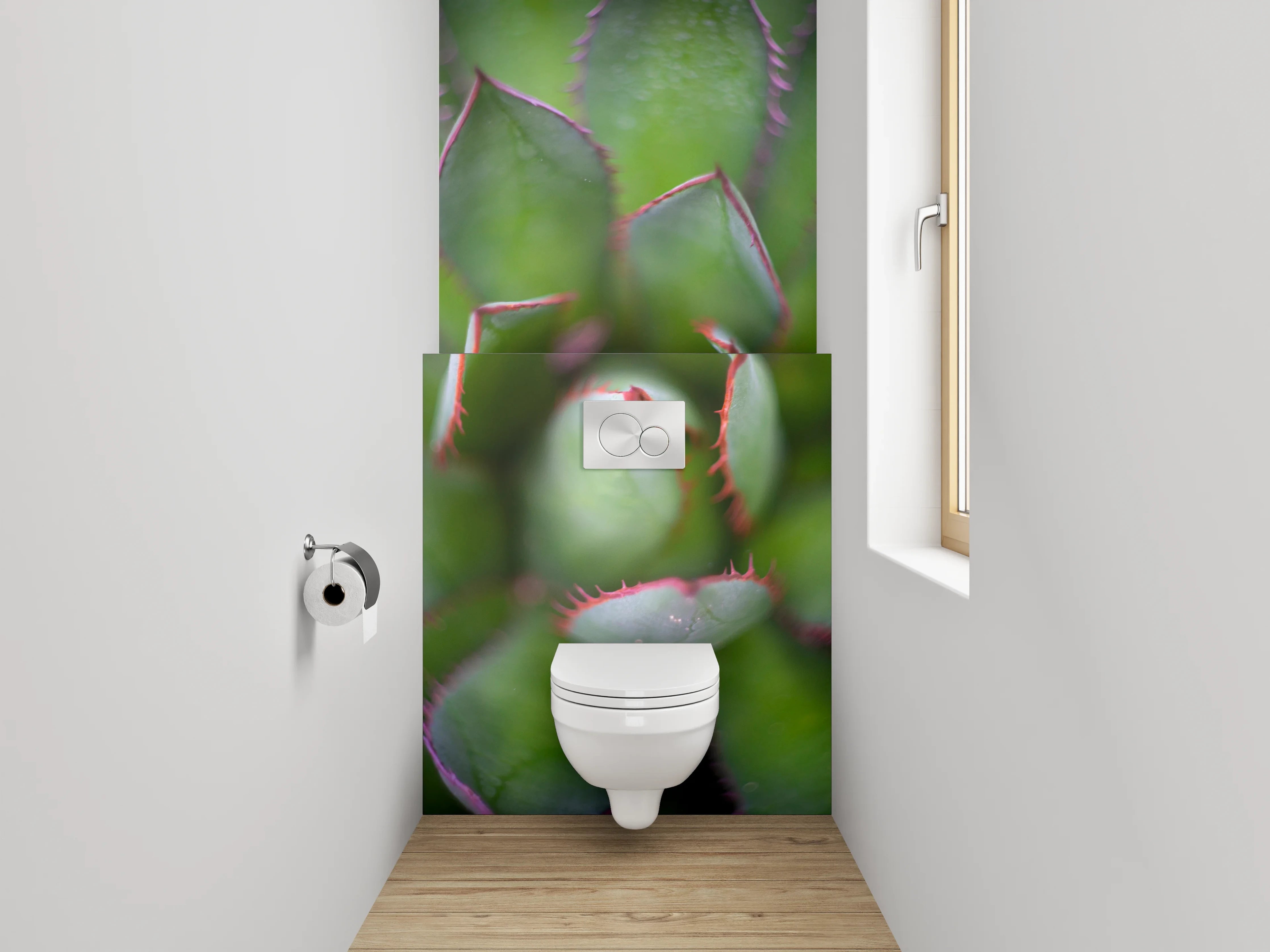 WC-Rückwand - Sukkulente Makro grün Motiv