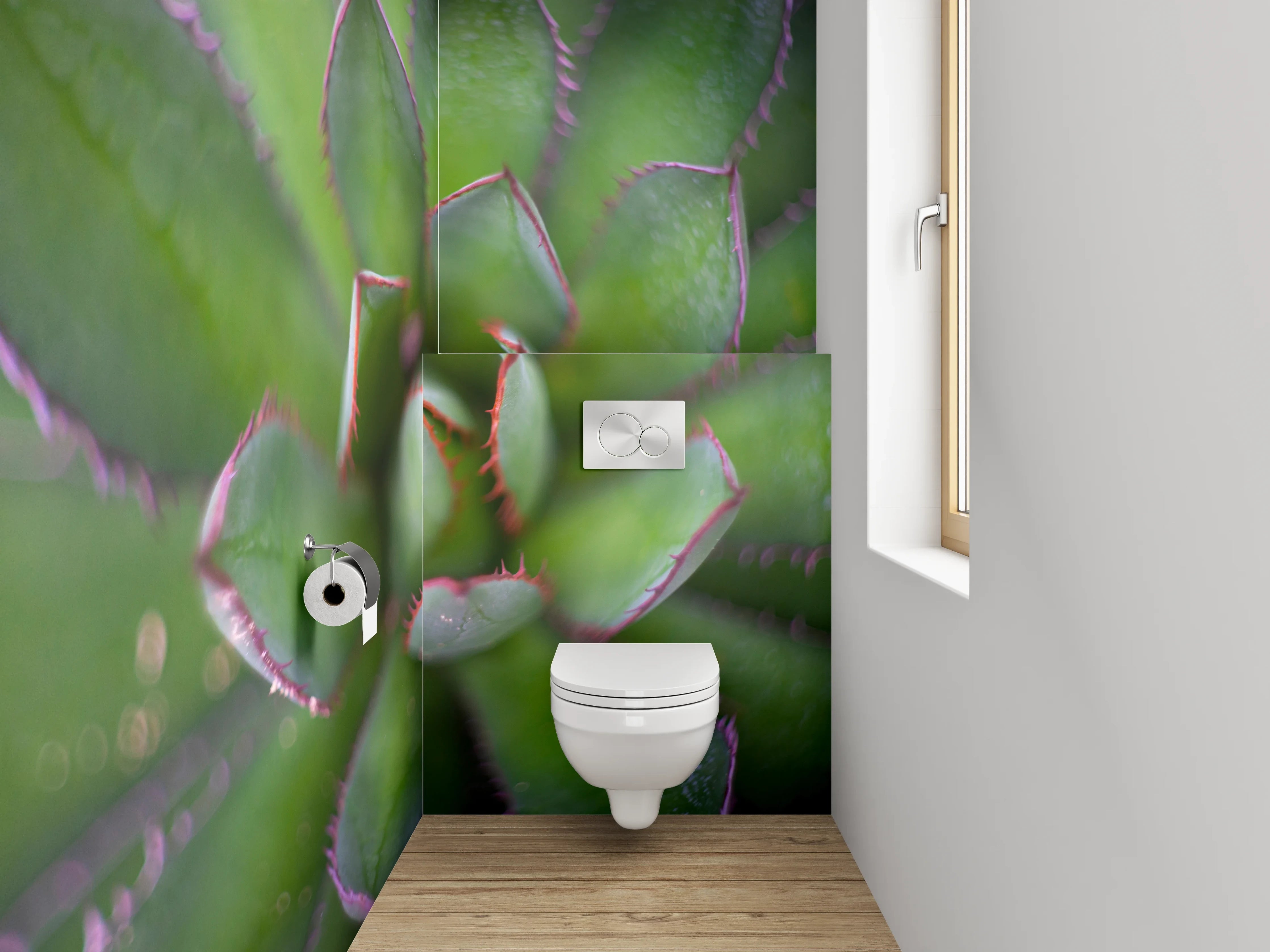 WC-Rückwand - Sukkulente Makro grün Motiv