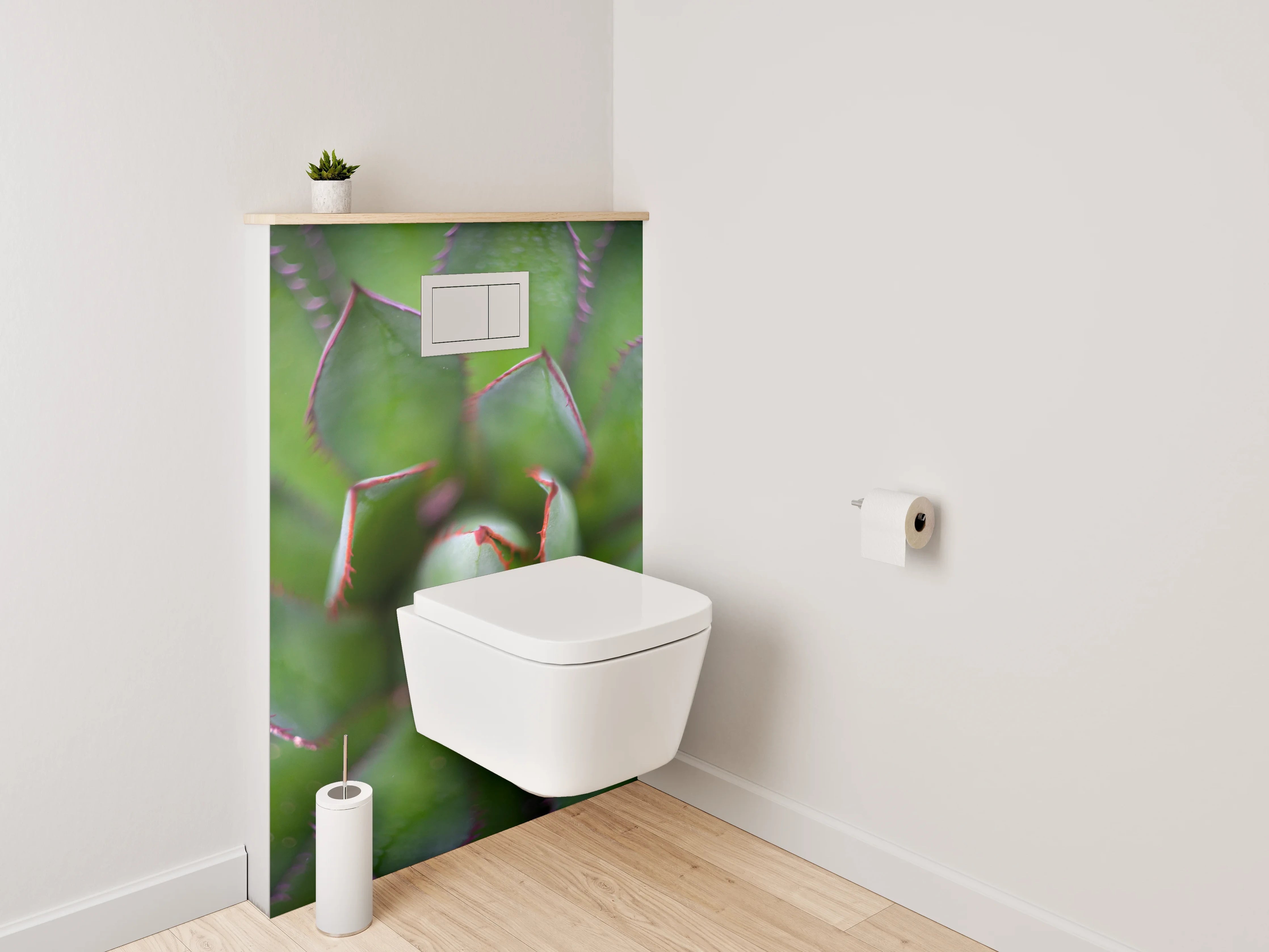 WC-Rückwand - Sukkulente Makro grün Motiv
