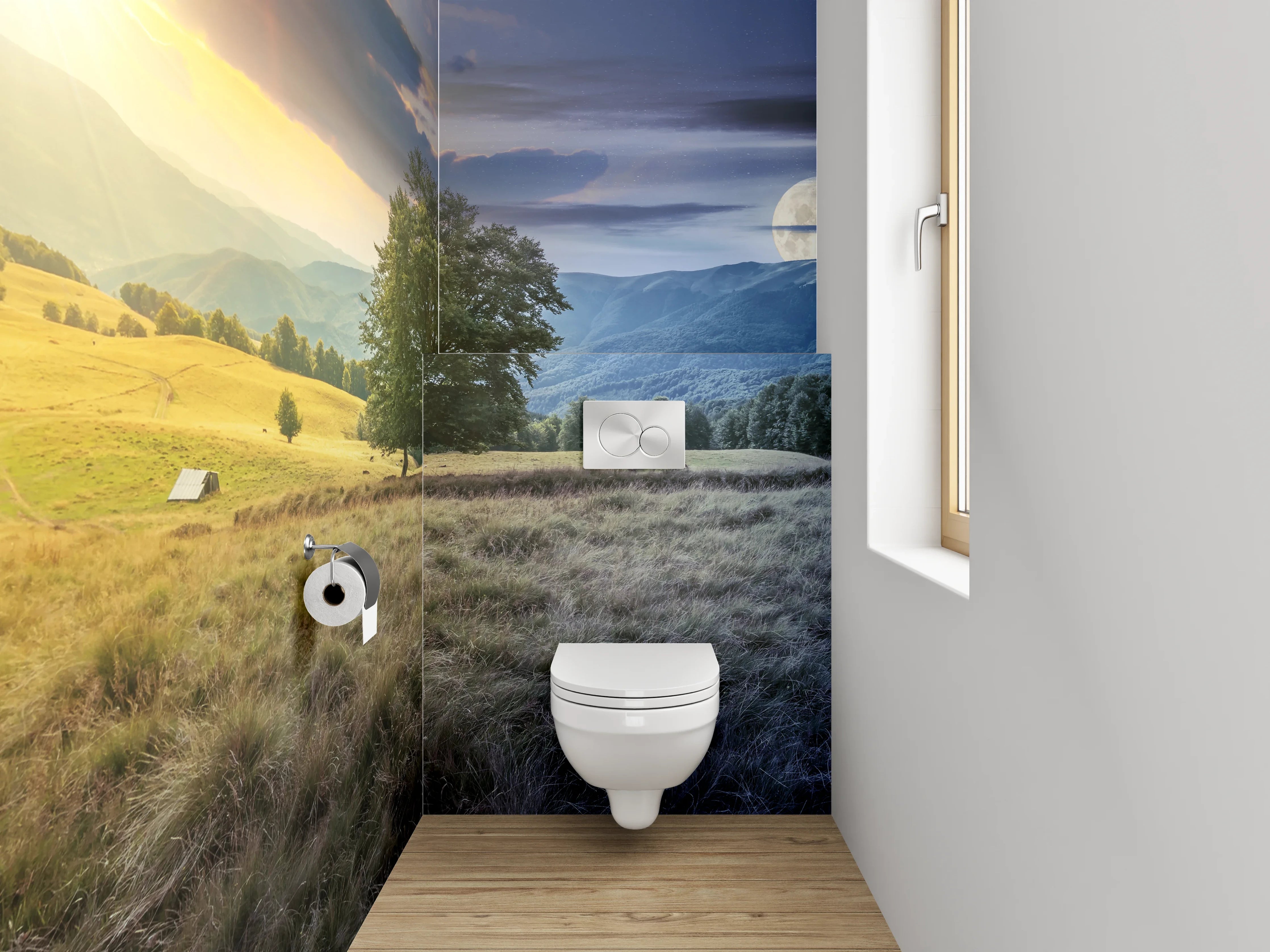 WC-Rückwand - Tag und Nacht Landschaft Panorama