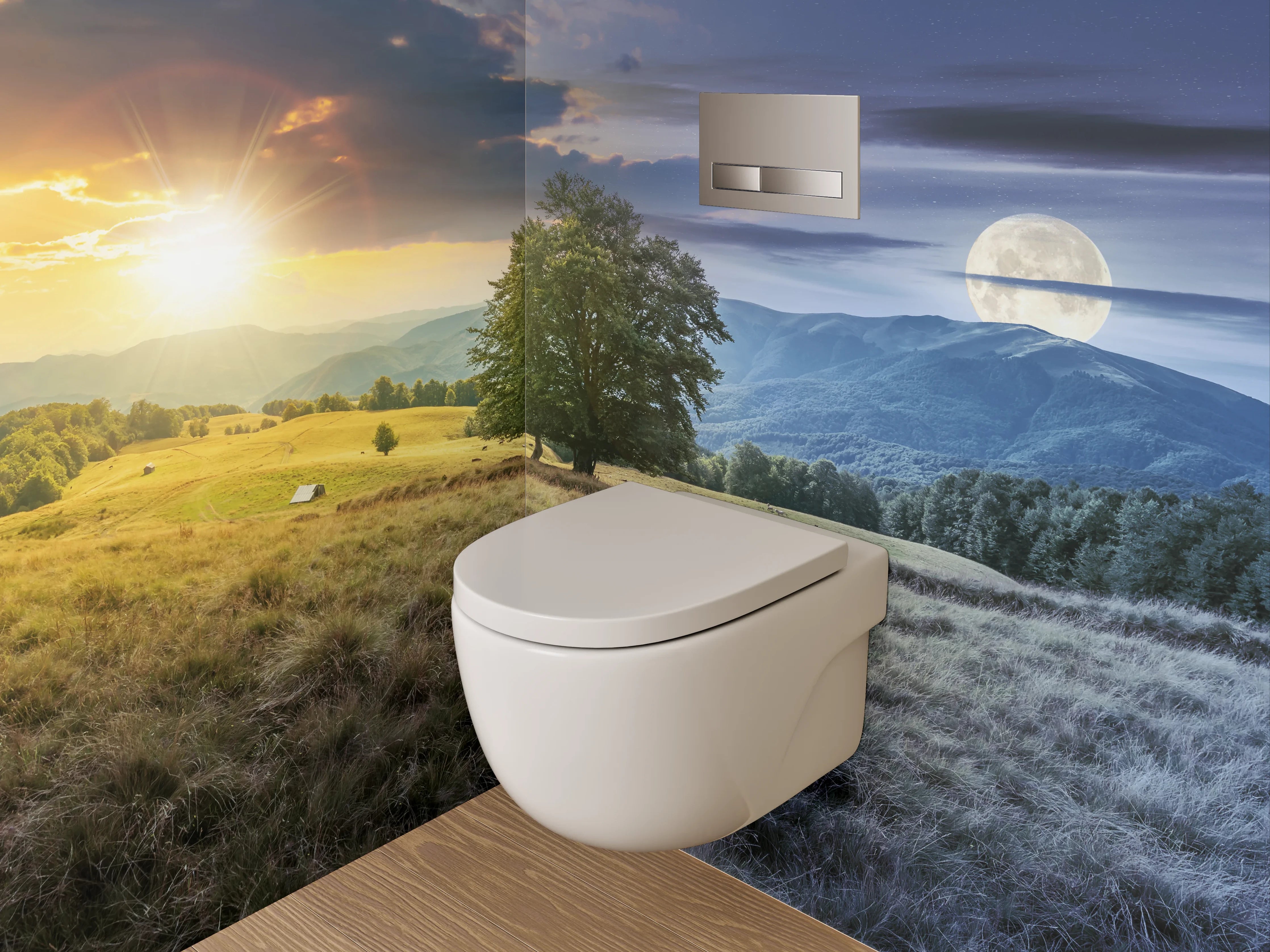 WC-Rückwand - Tag und Nacht Landschaft Panorama