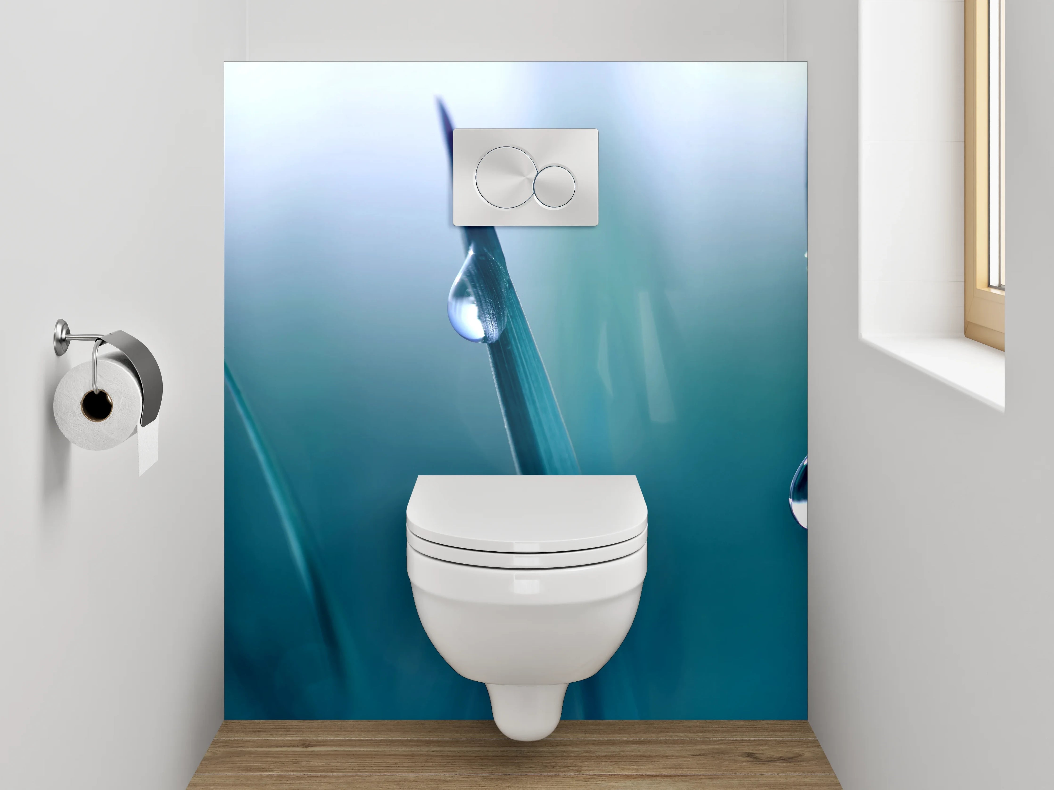 WC-Rückwand - Taufrisches Grashalm-Motiv mit Tautropfen