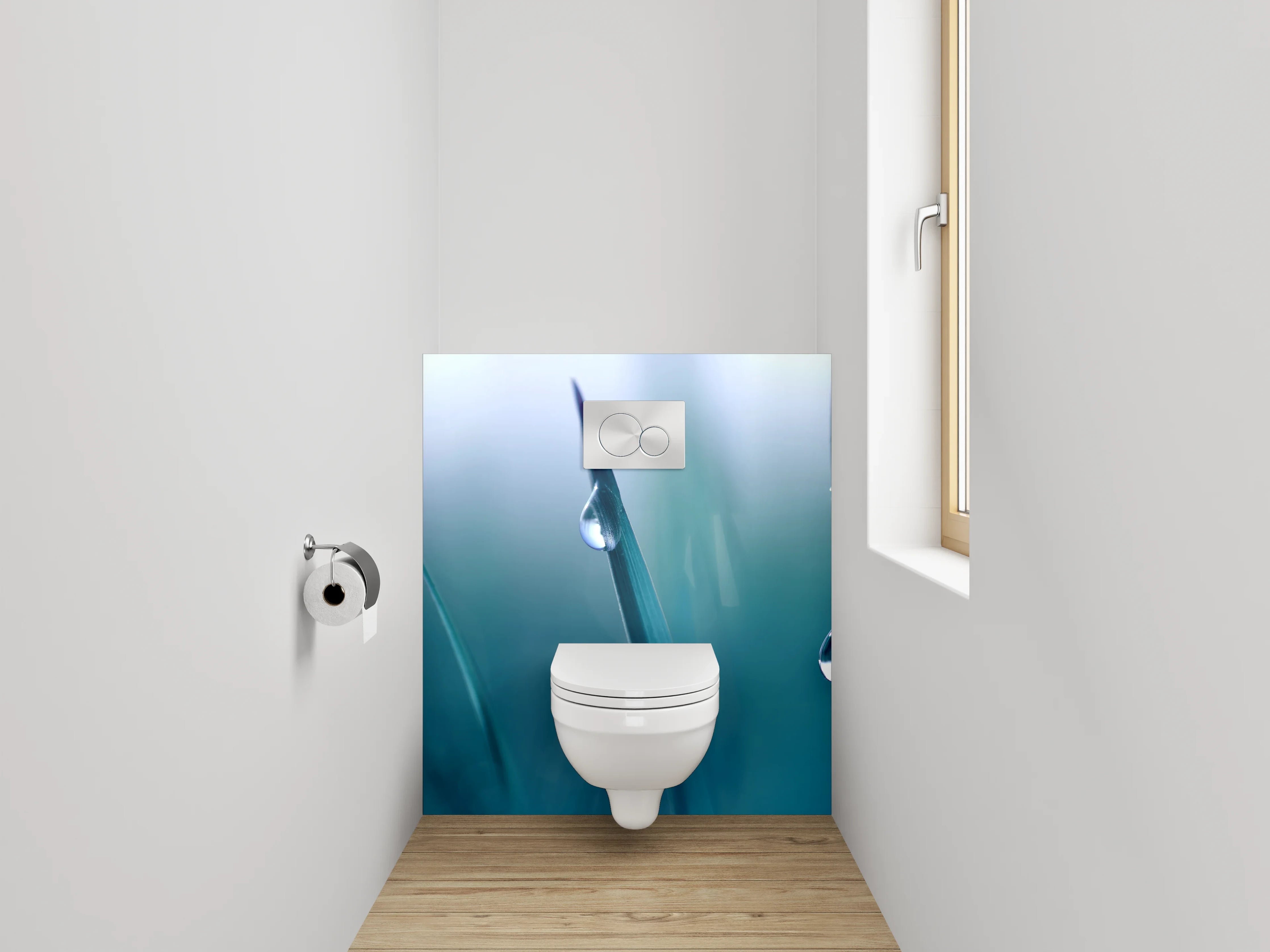 WC-Rückwand - Taufrisches Grashalm-Motiv mit Tautropfen