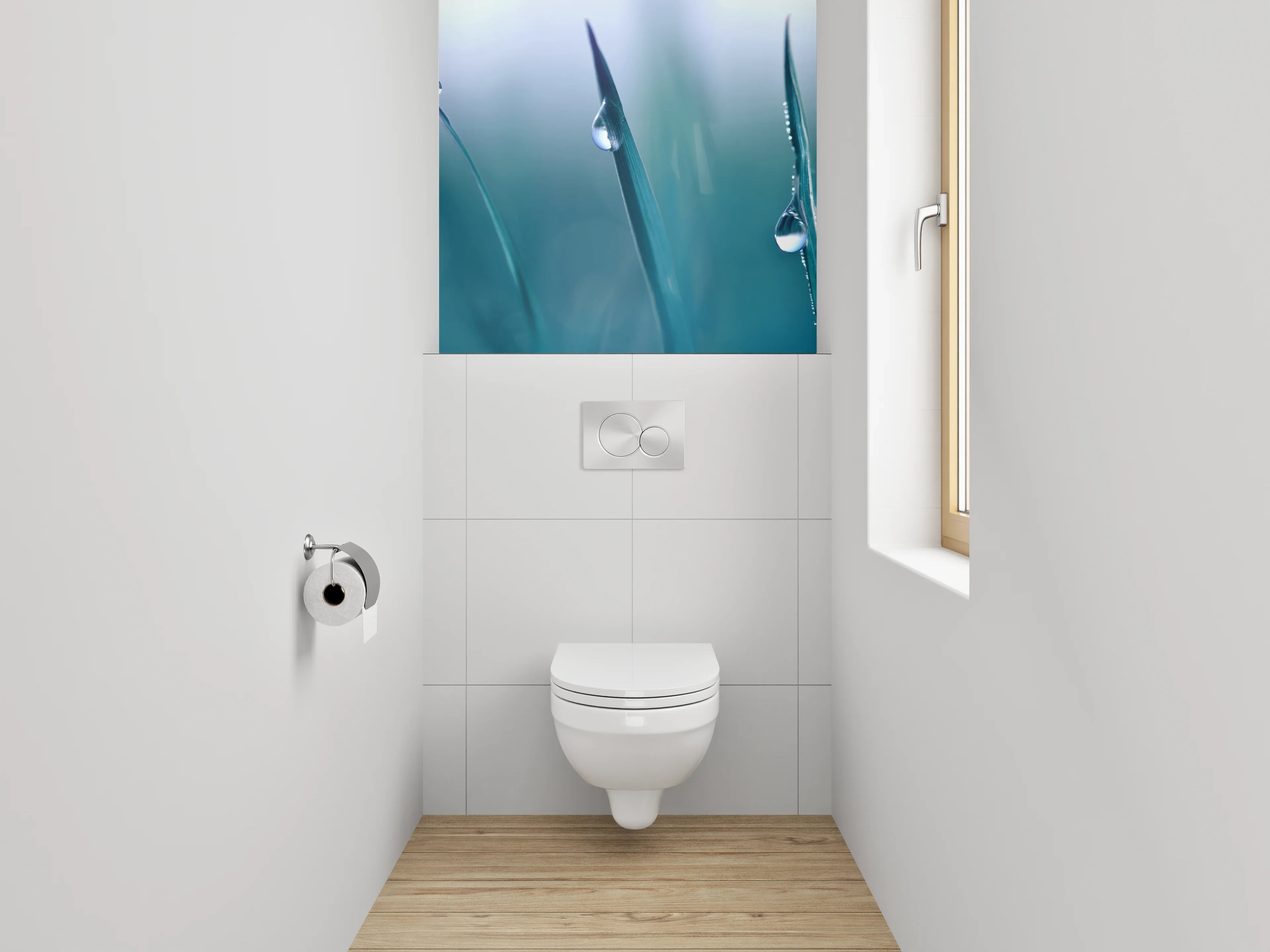 WC-Rückwand - Taufrisches Grashalm-Motiv mit Tautropfen