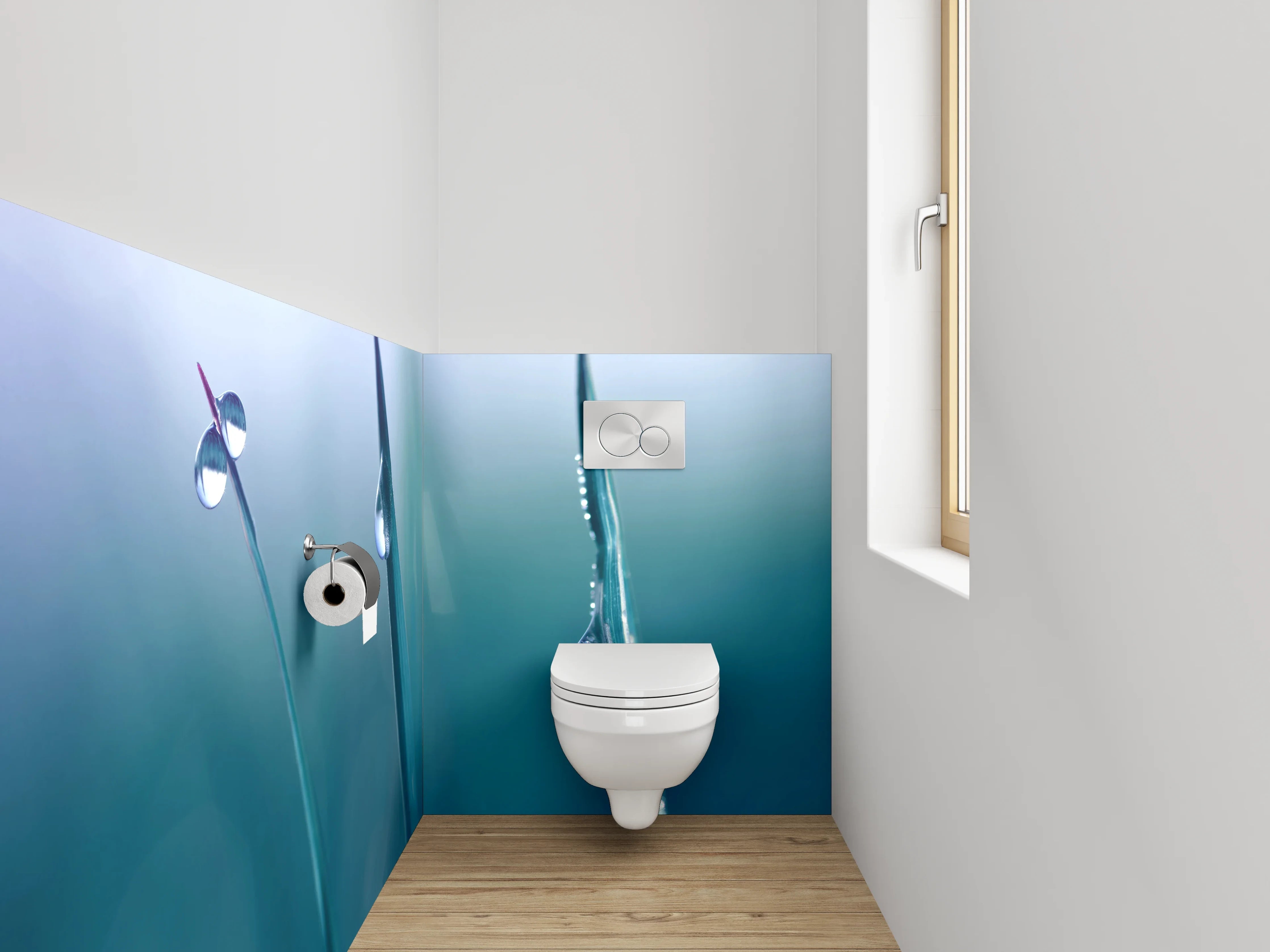 WC-Rückwand - Taufrisches Grashalm-Motiv mit Tautropfen