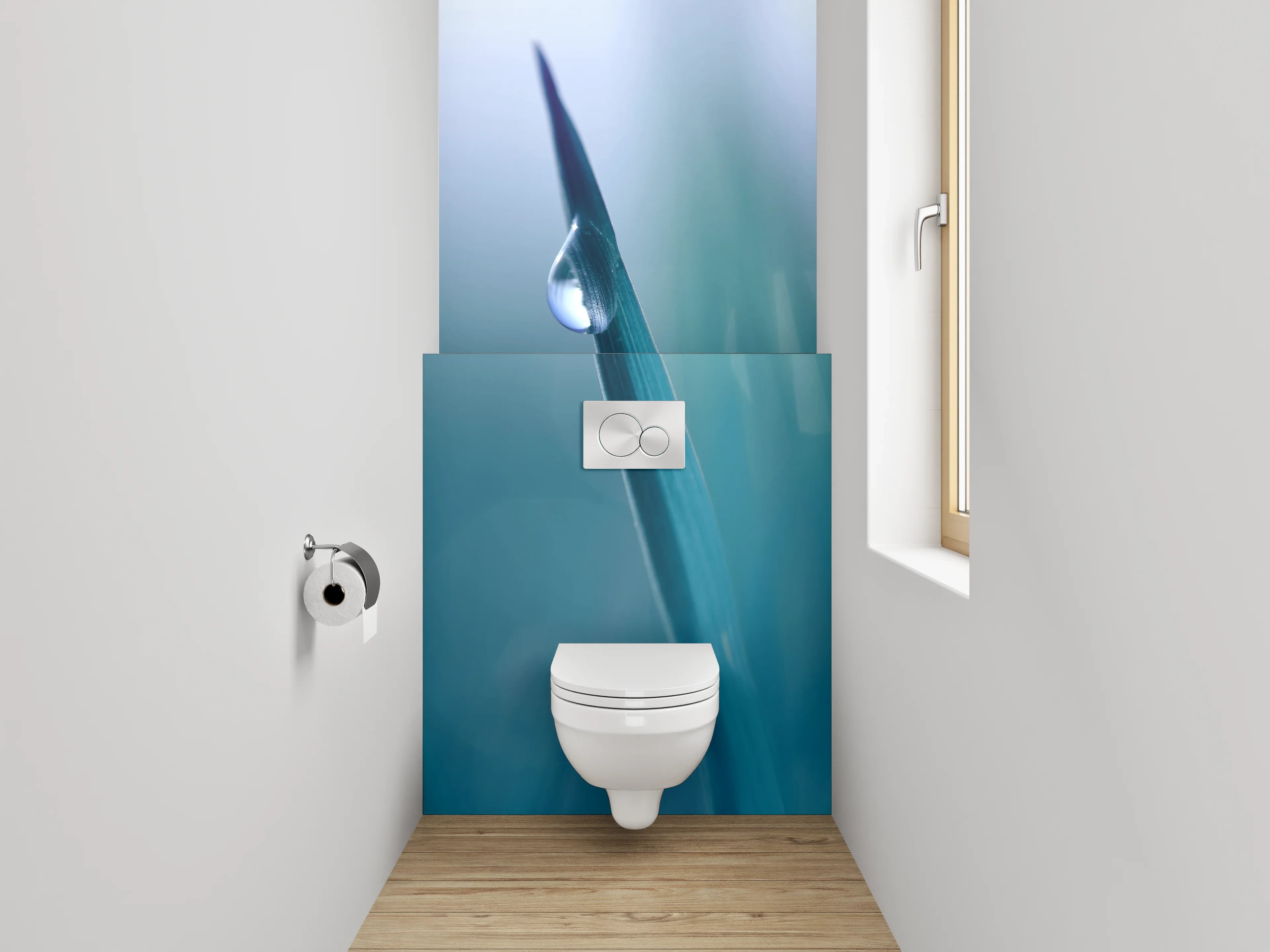WC-Rückwand - Taufrisches Grashalm-Motiv mit Tautropfen