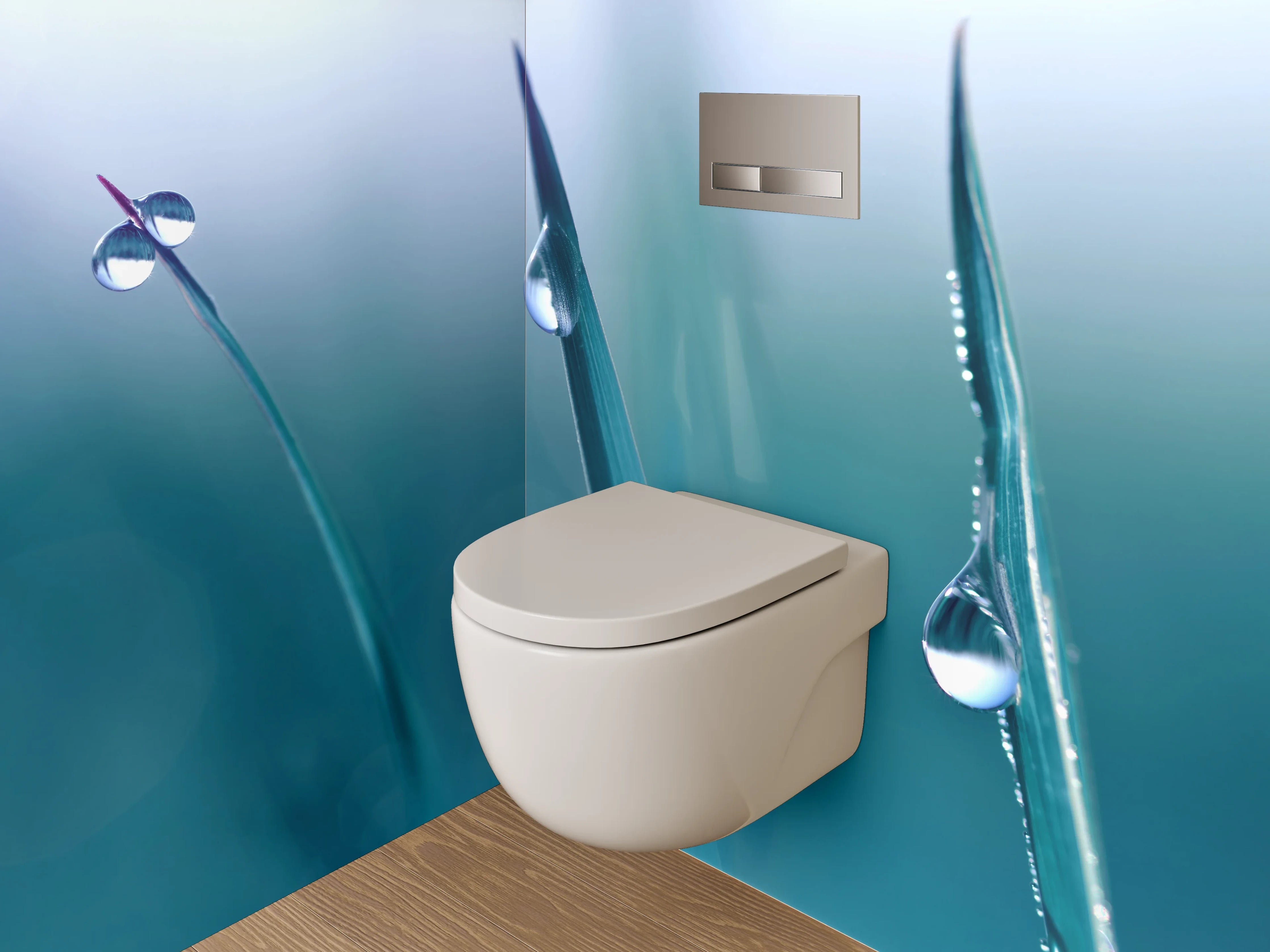 WC-Rückwand - Taufrisches Grashalm-Motiv mit Tautropfen