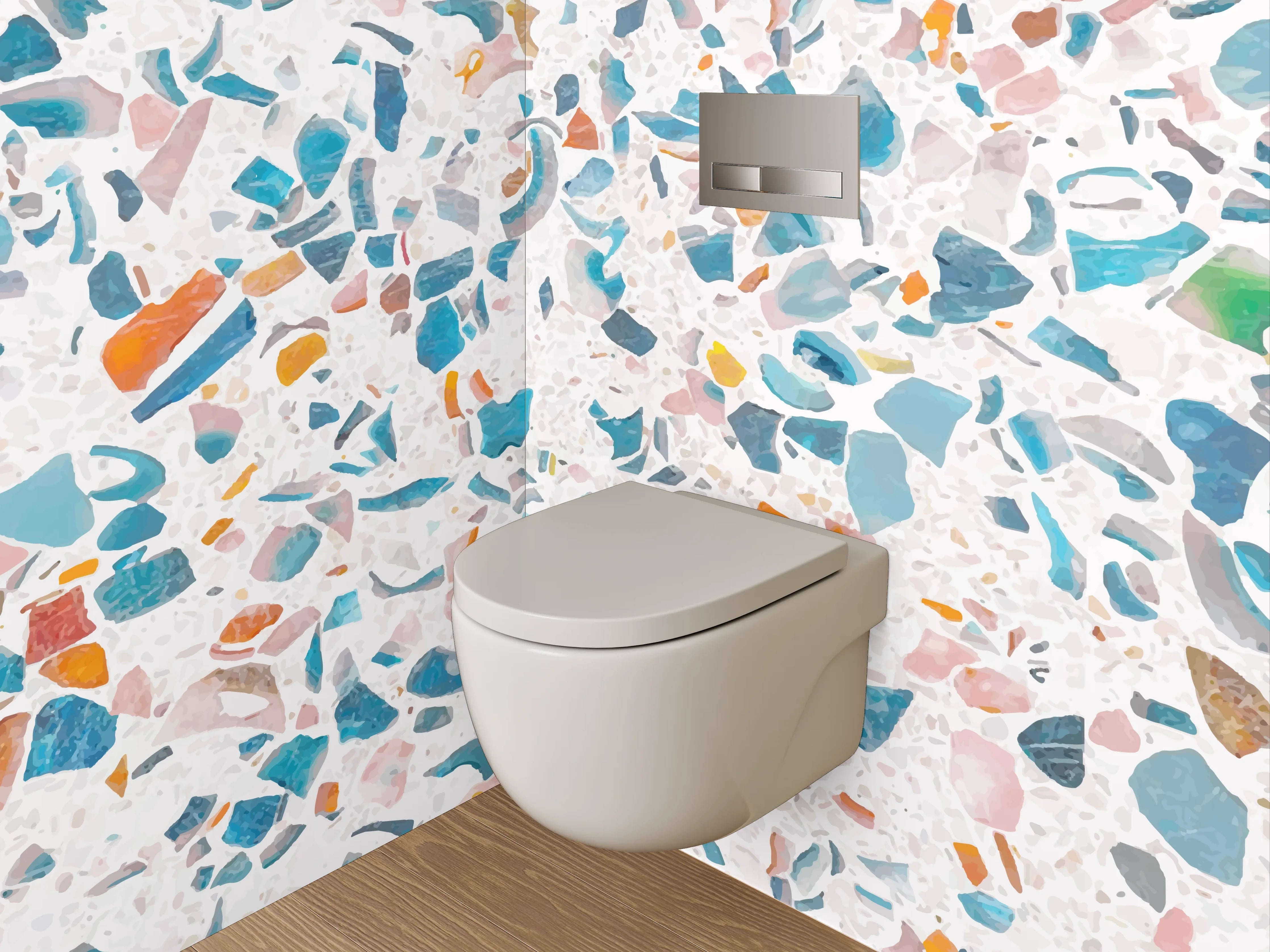 WC-Rückwand - Terrazzo Muster bunt modern