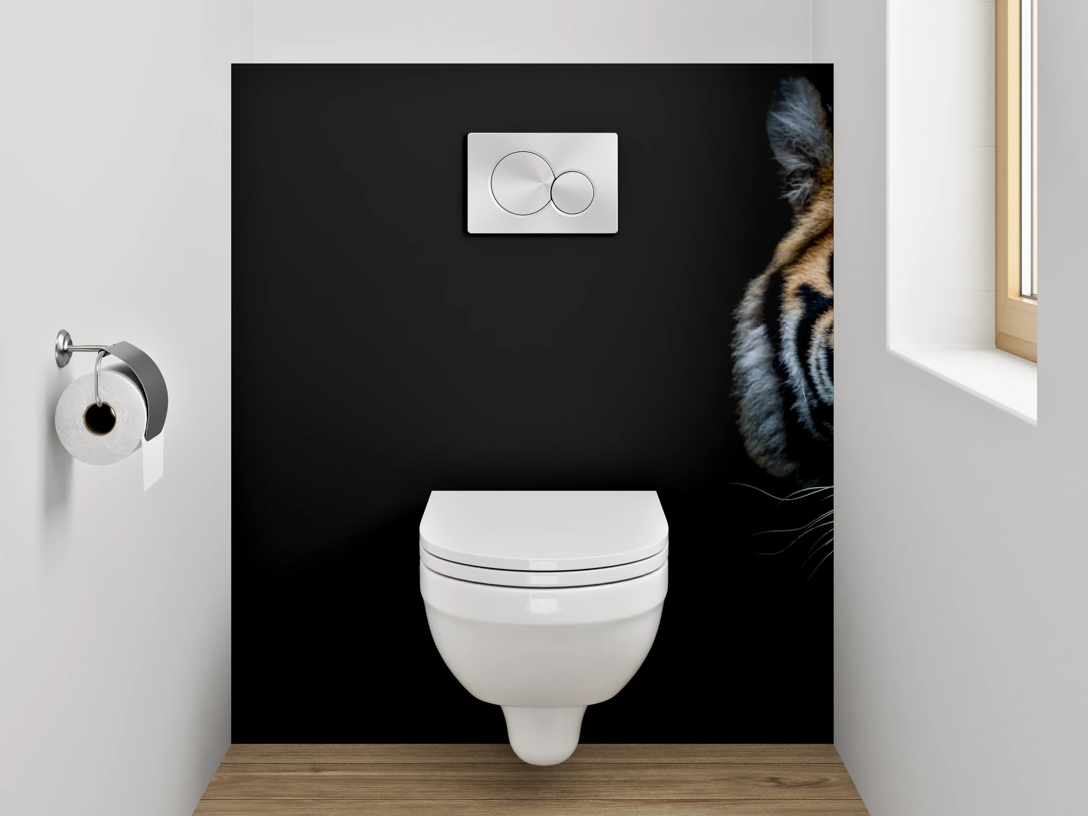 WC-Rückwand - Tiger im Schatten – Majestätische Wildnis