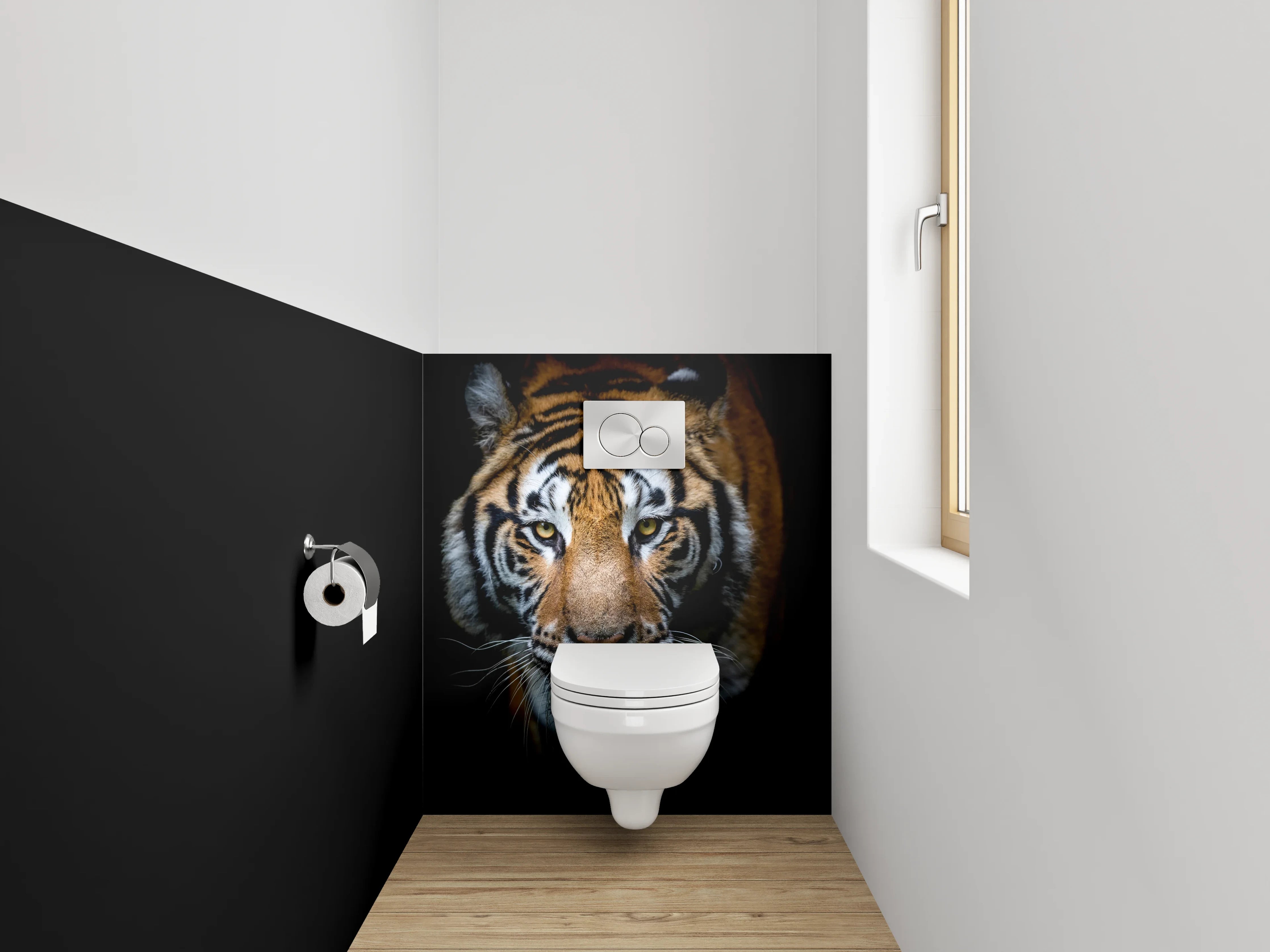 WC-Rückwand - Tiger im Schatten – Majestätische Wildnis