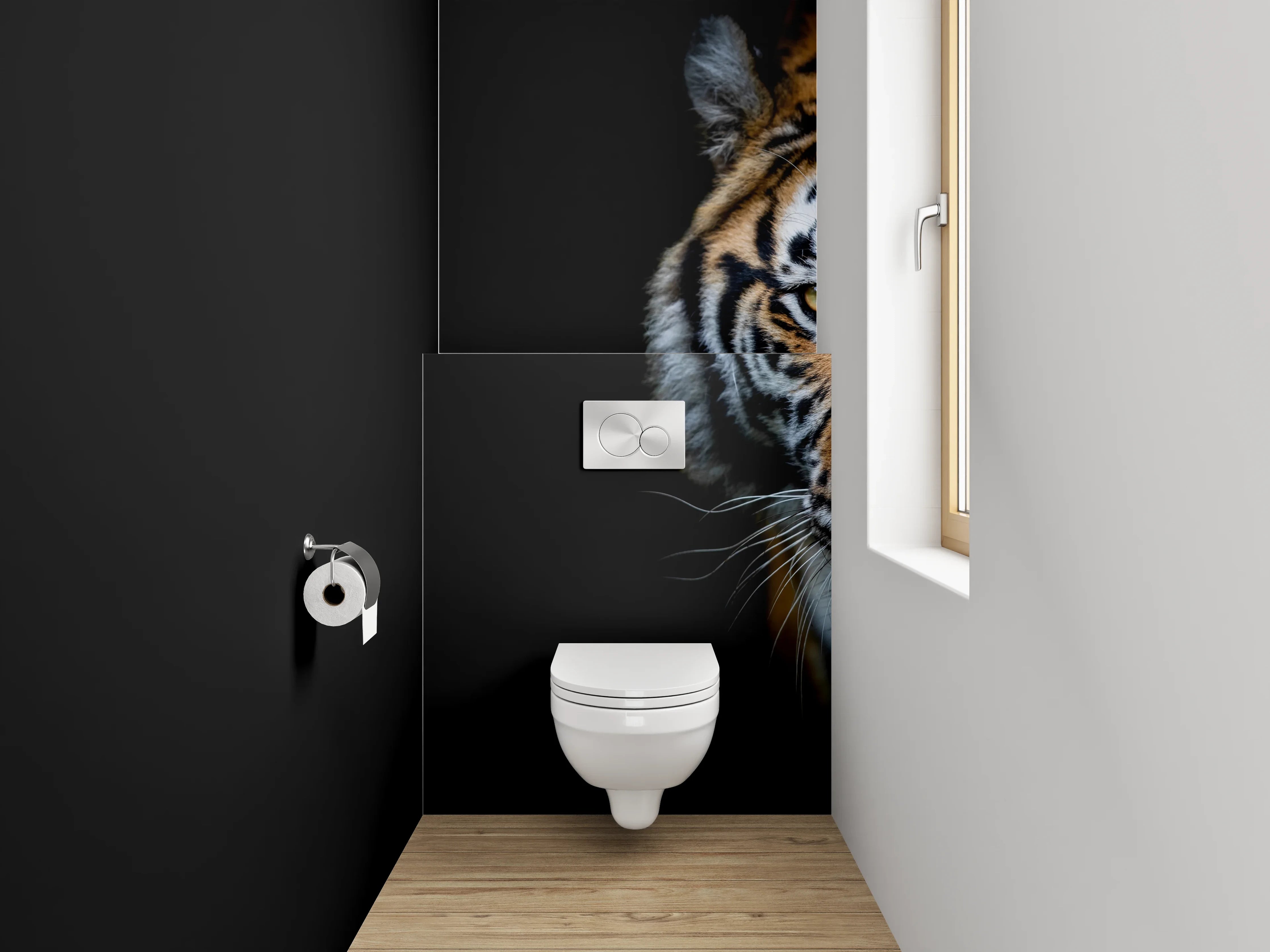 WC-Rückwand - Tiger im Schatten – Majestätische Wildnis