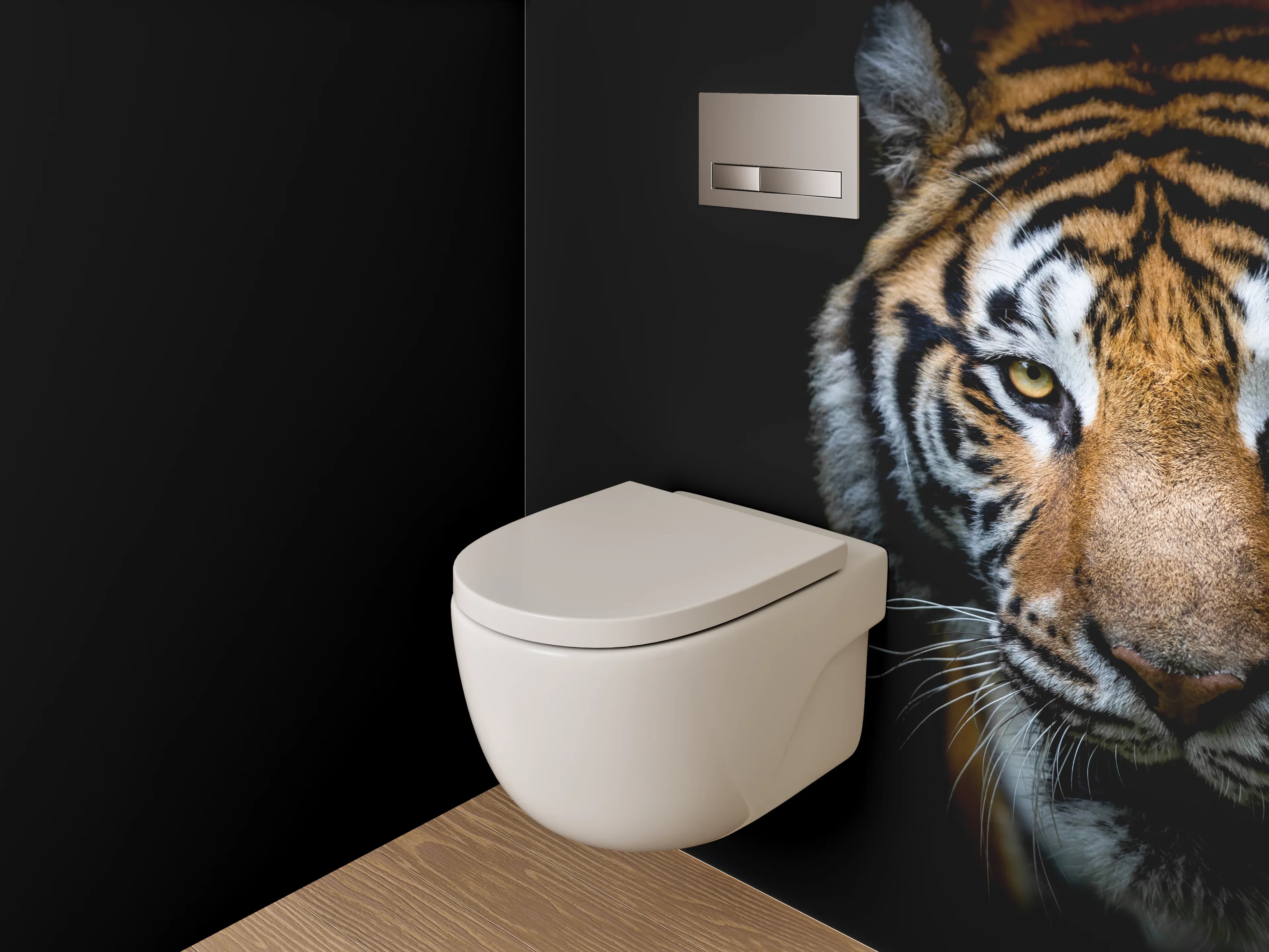 WC-Rückwand - Tiger im Schatten – Majestätische Wildnis