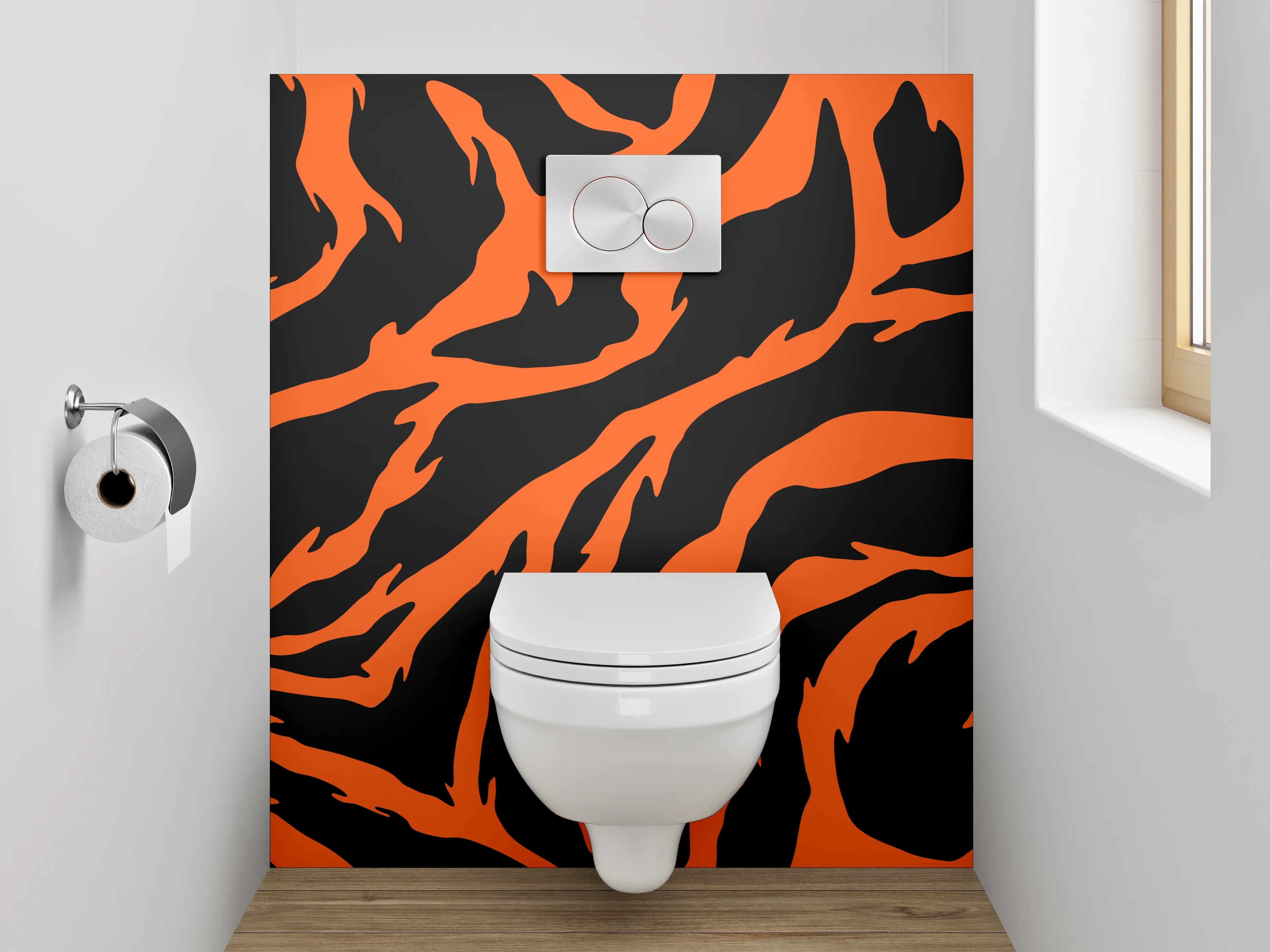 WC-Rückwand - Tigerfell Muster Orange Schwarz