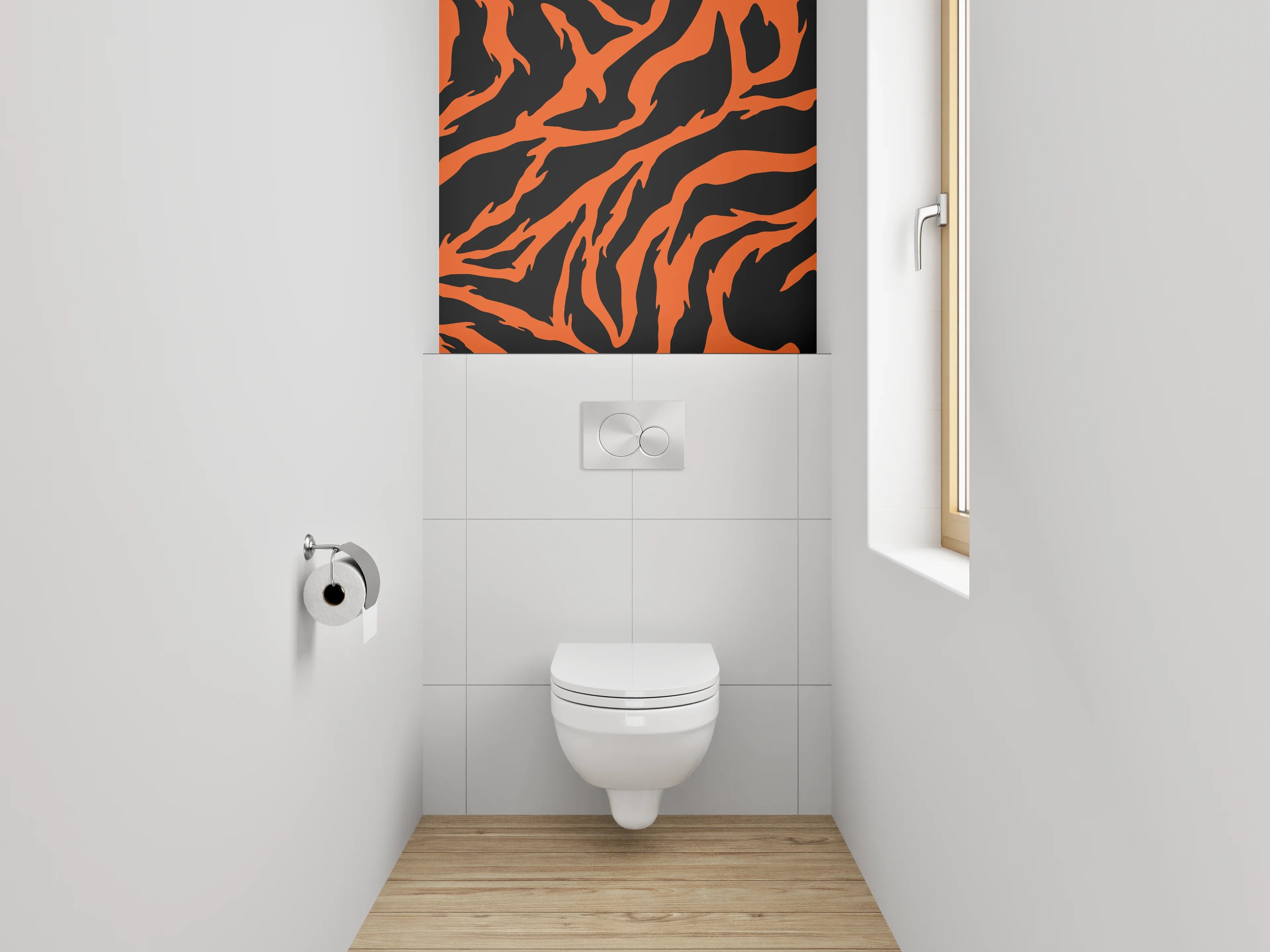 WC-Rückwand - Tigerfell Muster Orange Schwarz