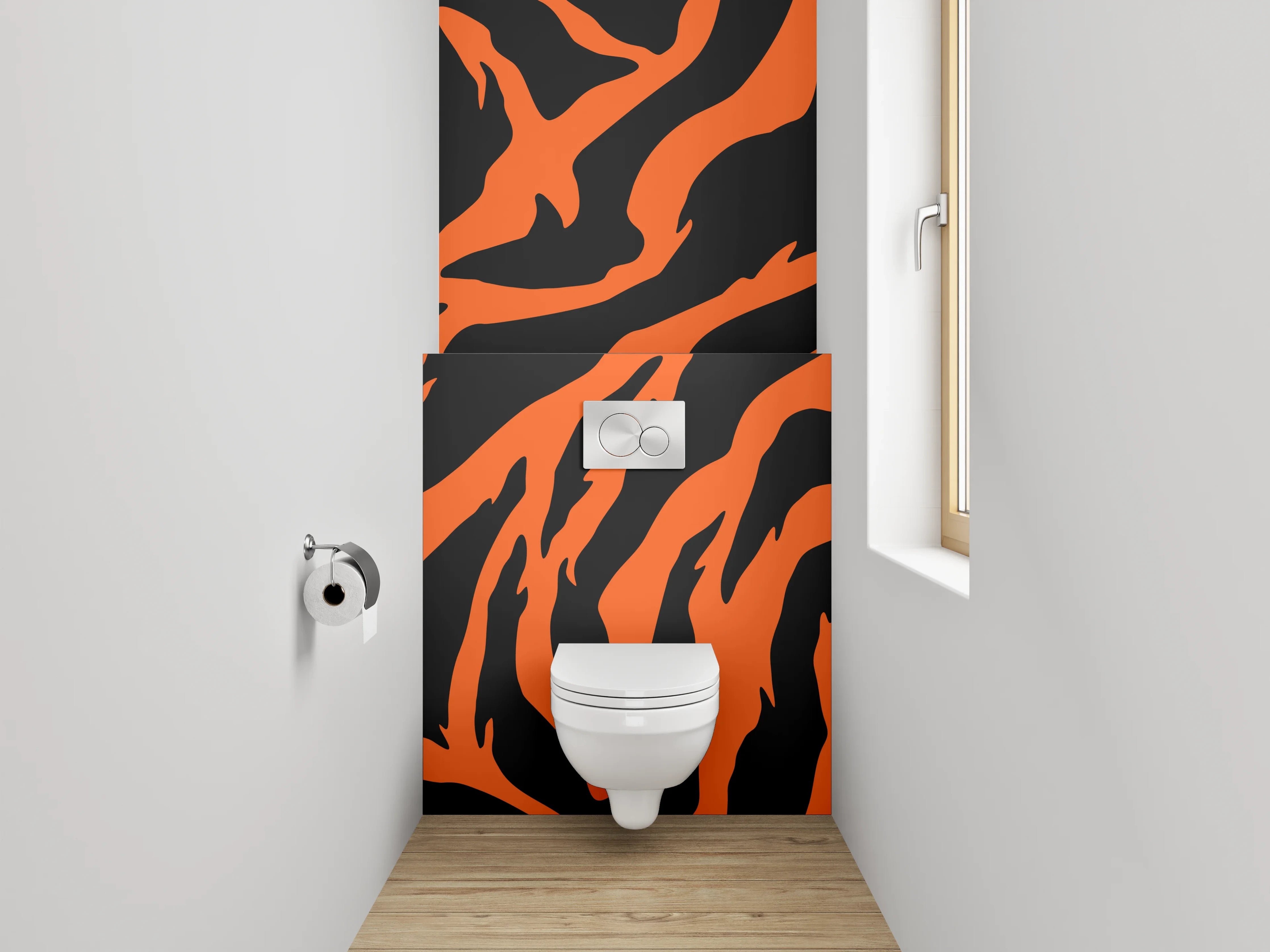 WC-Rückwand - Tigerfell Muster Orange Schwarz