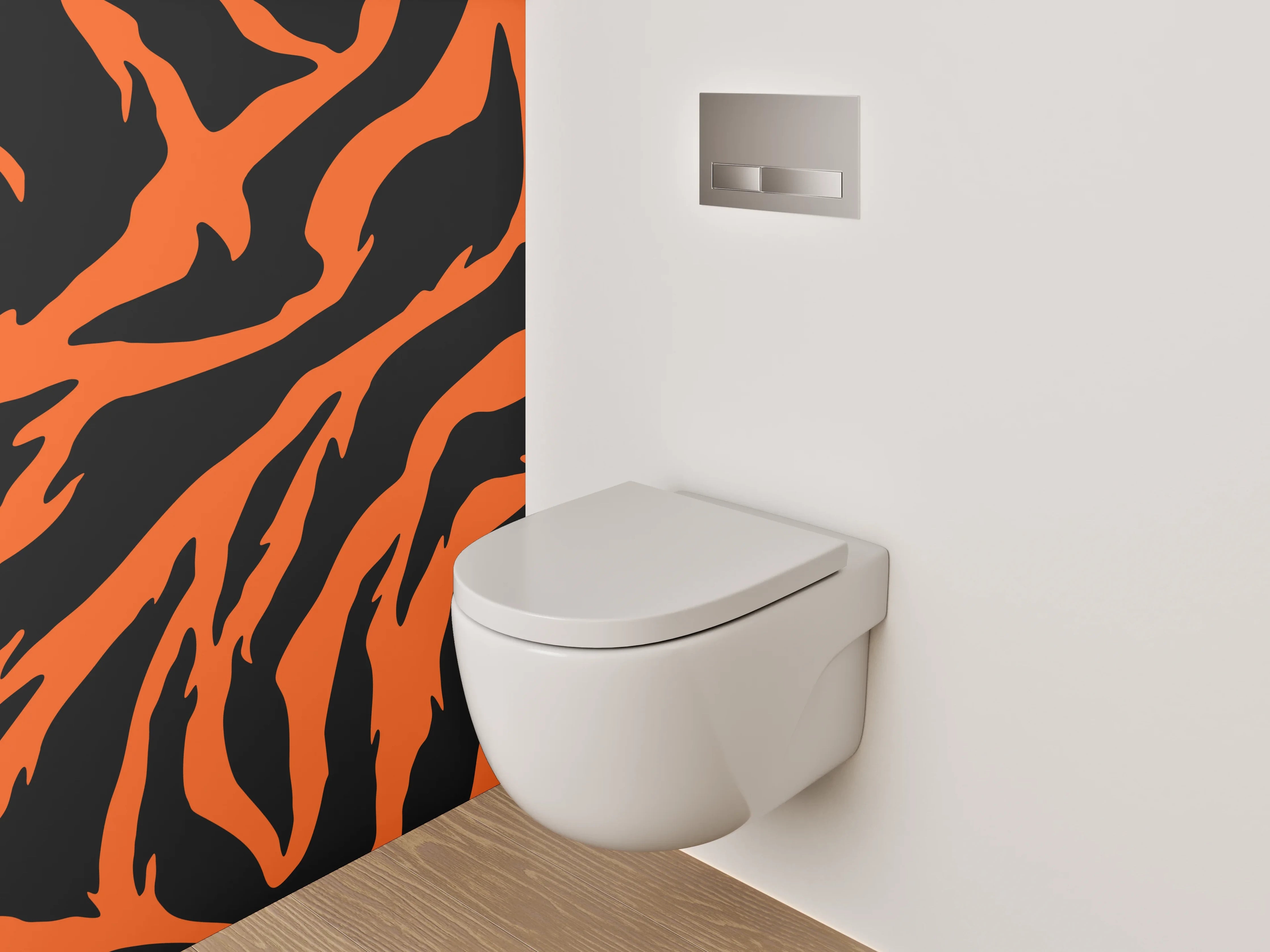 WC-Rückwand - Tigerfell Muster Orange Schwarz