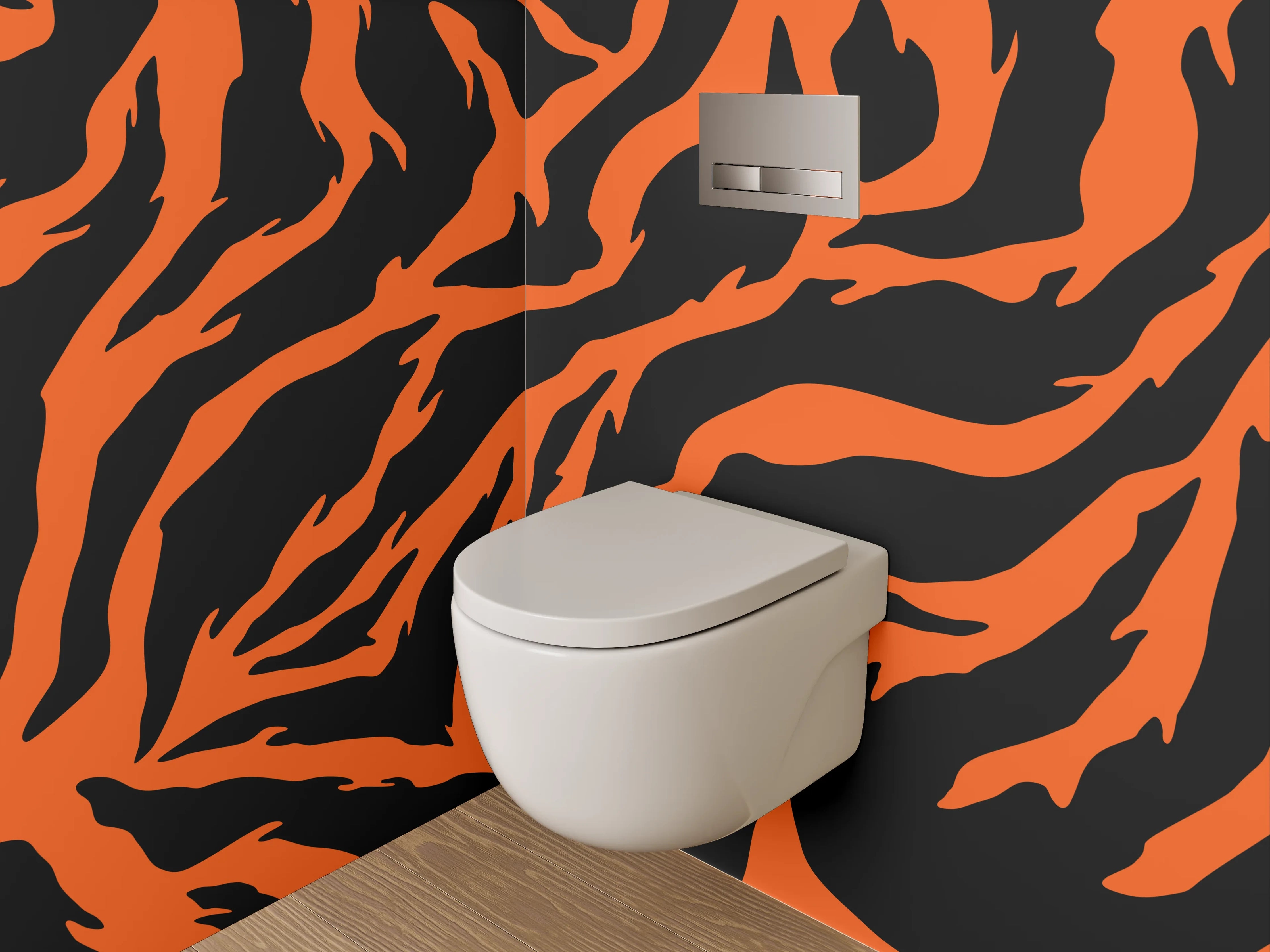 WC-Rückwand - Tigerfell Muster Orange Schwarz