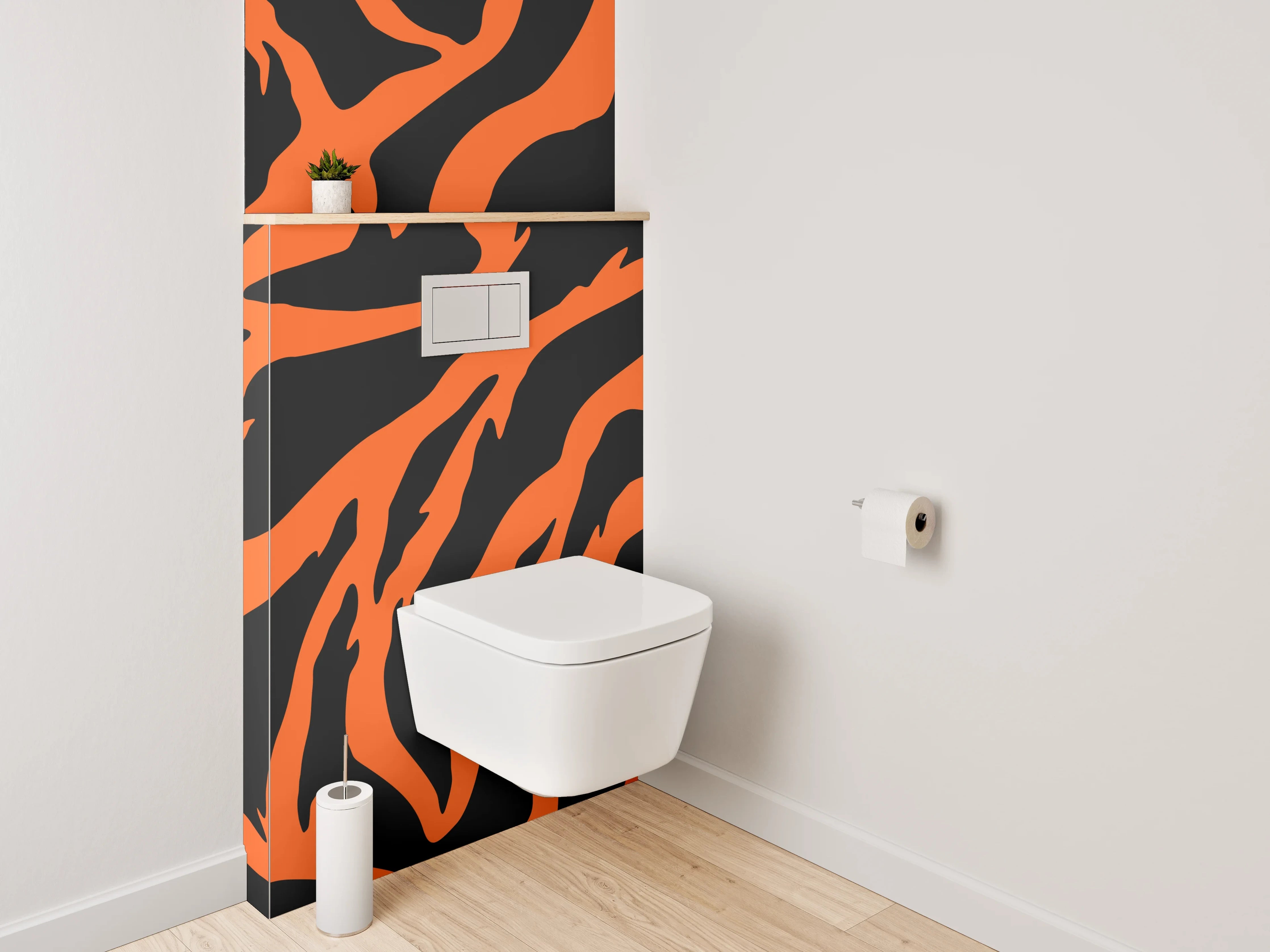 WC-Rückwand - Tigerfell Muster Orange Schwarz