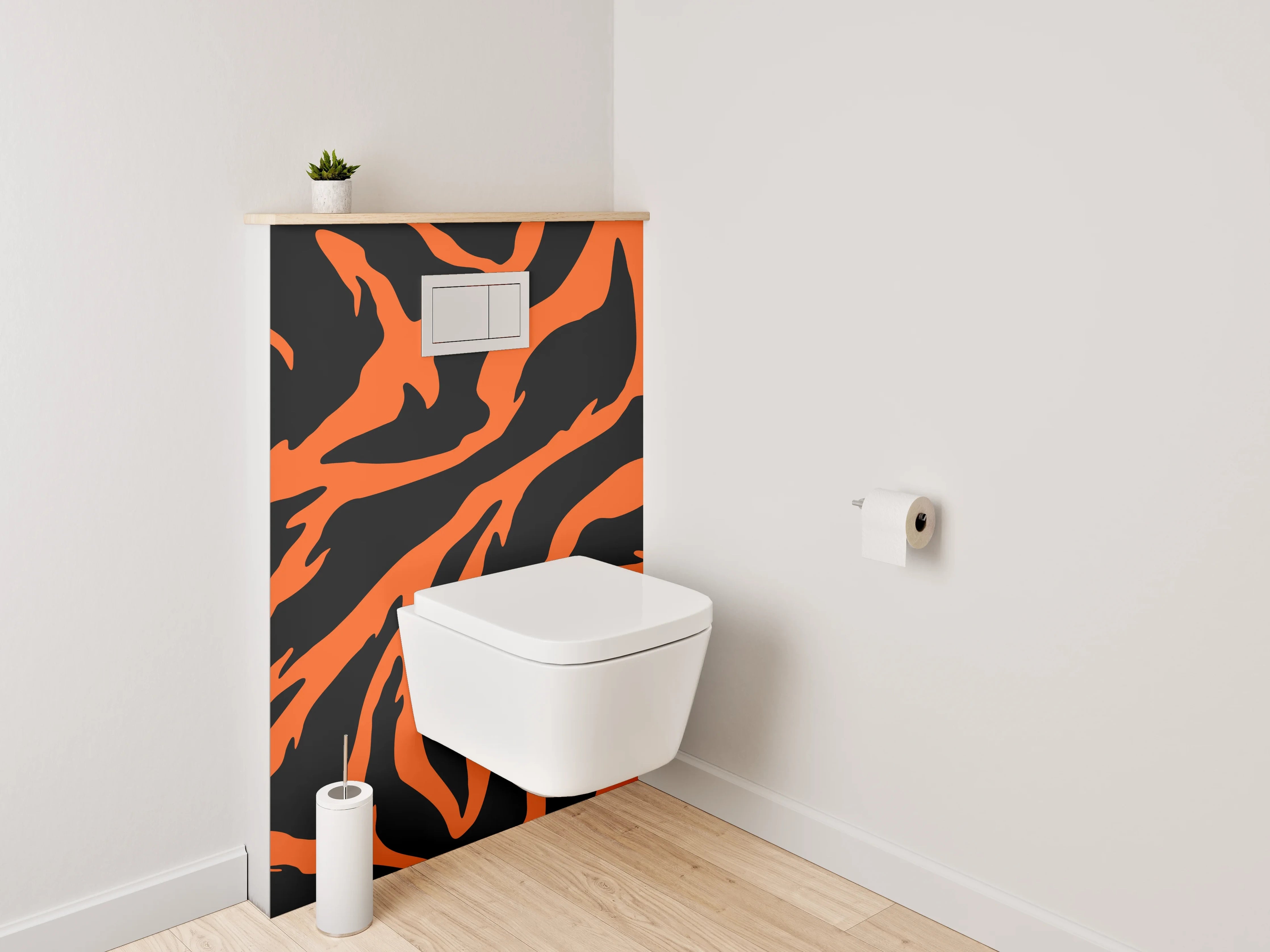 WC-Rückwand - Tigerfell Muster Orange Schwarz