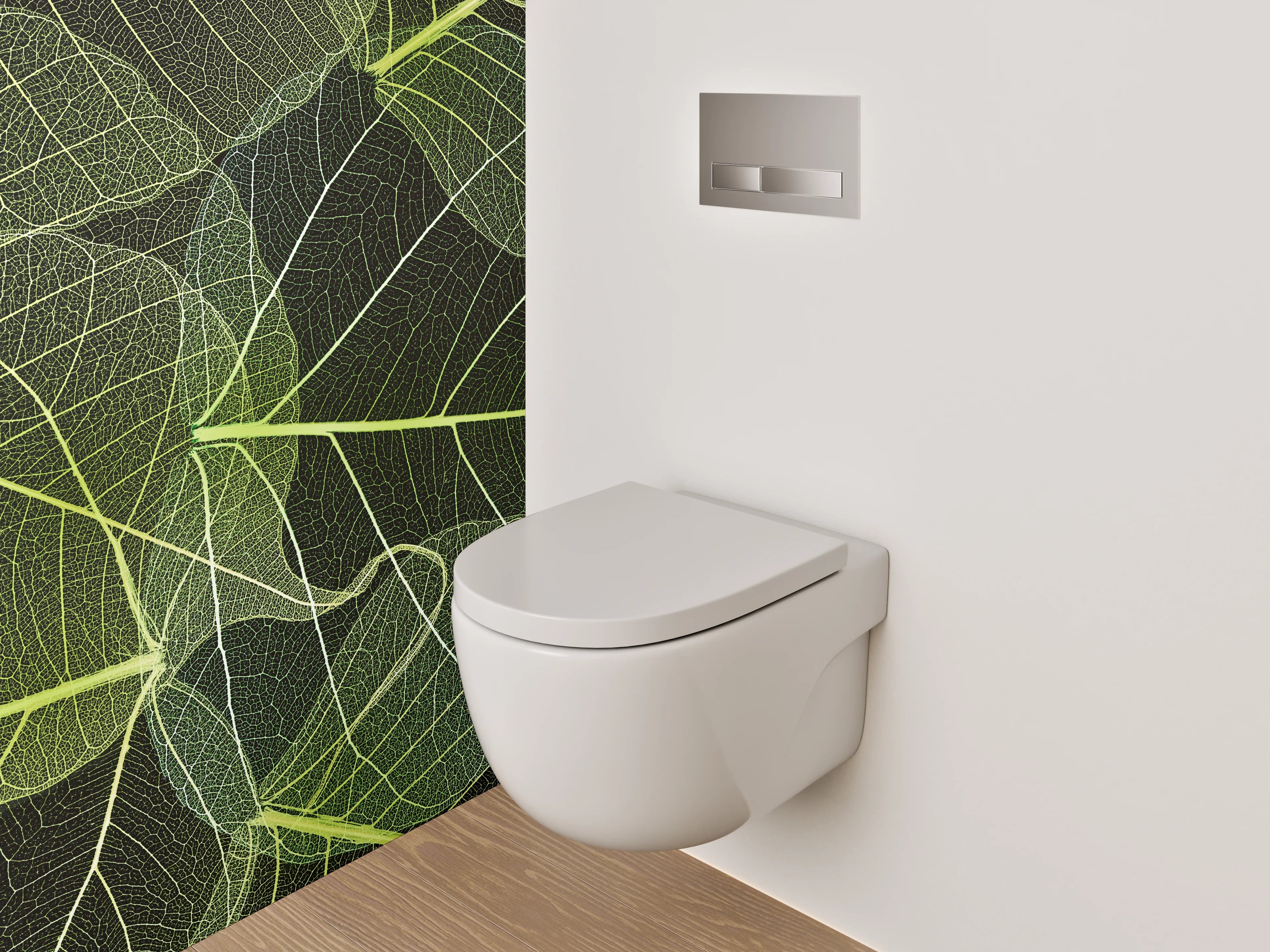WC-Rückwand - Transparente Blätter – Naturmuster Grün