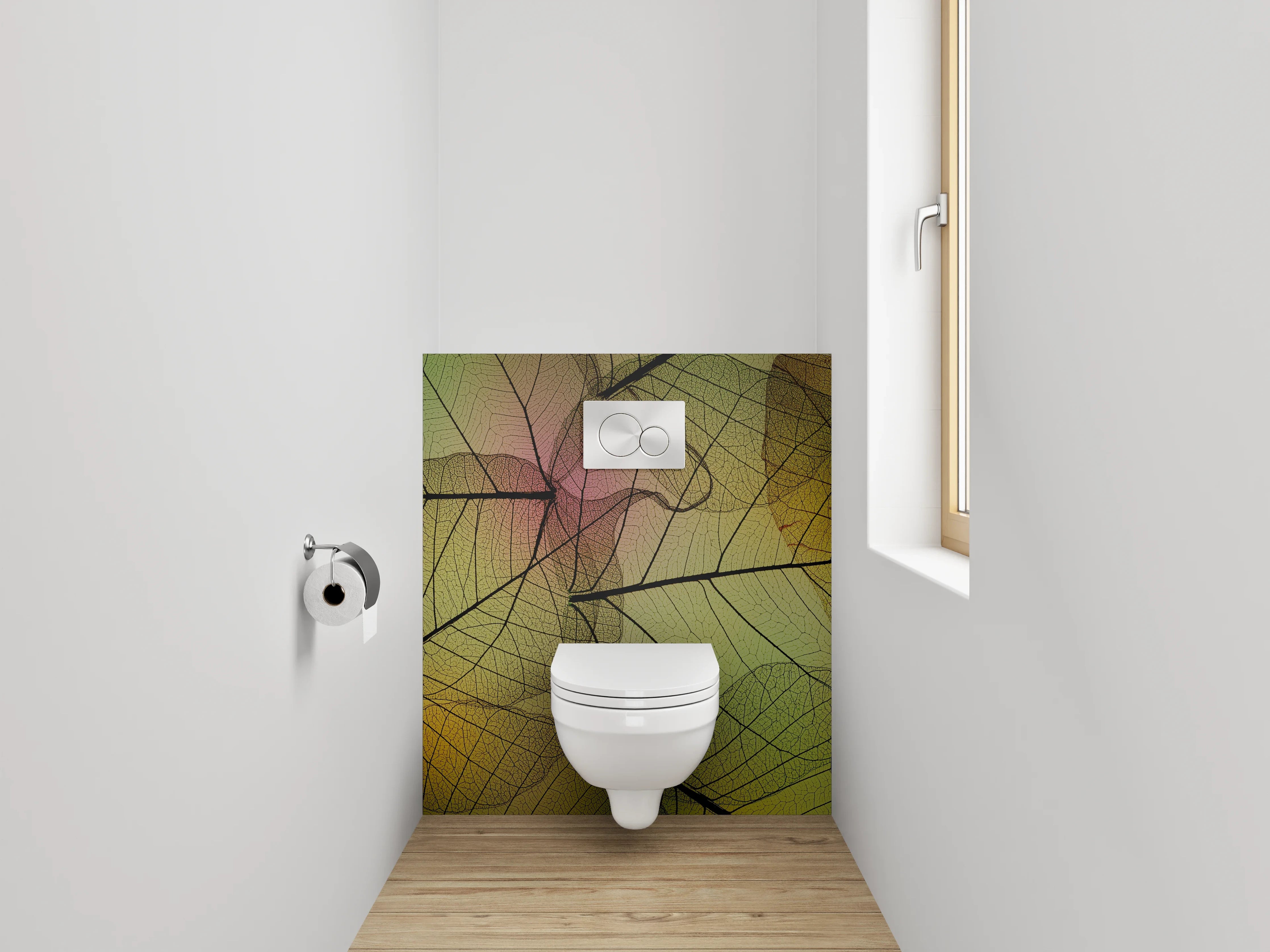 WC-Rückwand - Transparente Blätter grüne Harmonie