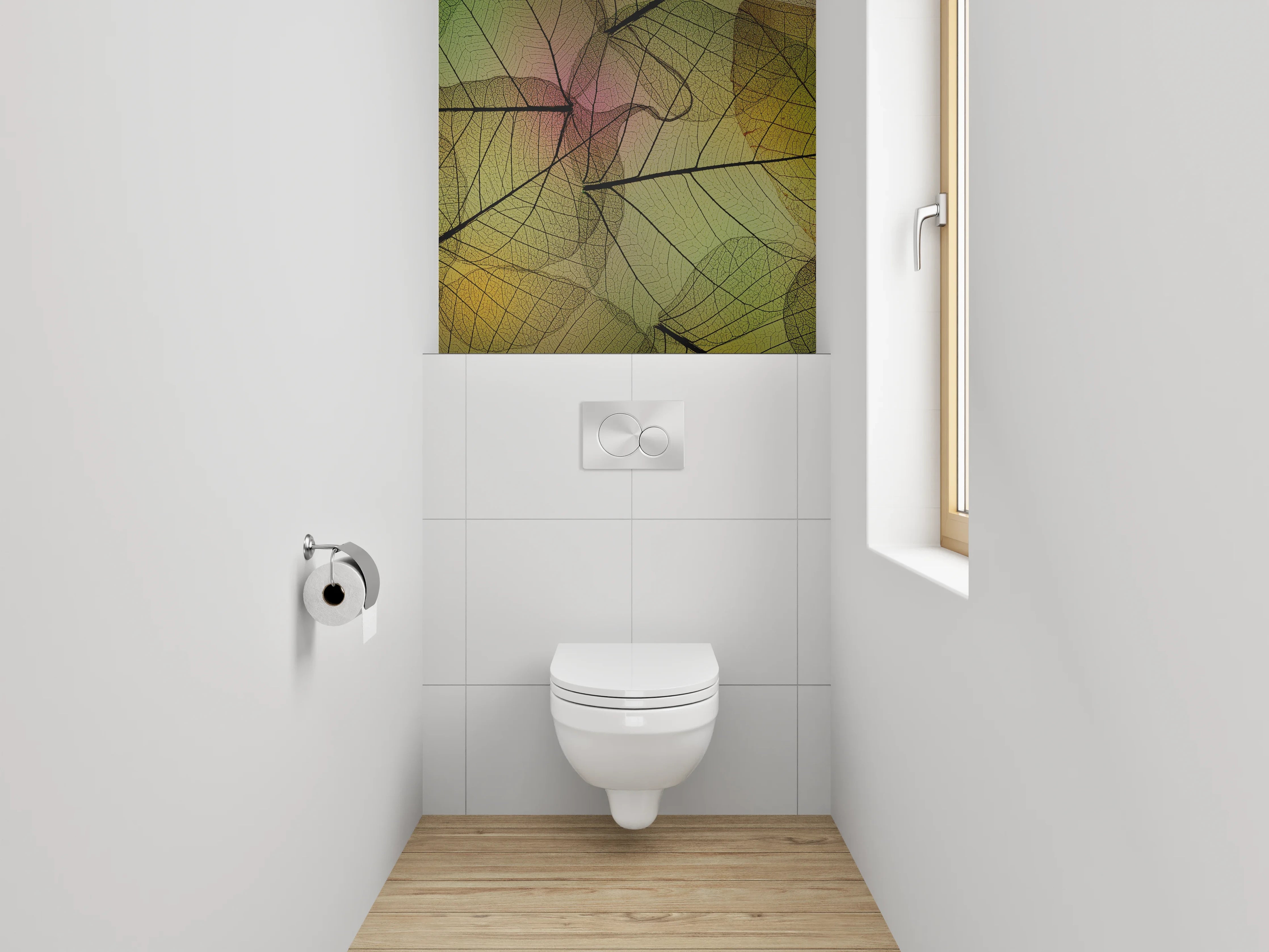 WC-Rückwand - Transparente Blätter grüne Harmonie
