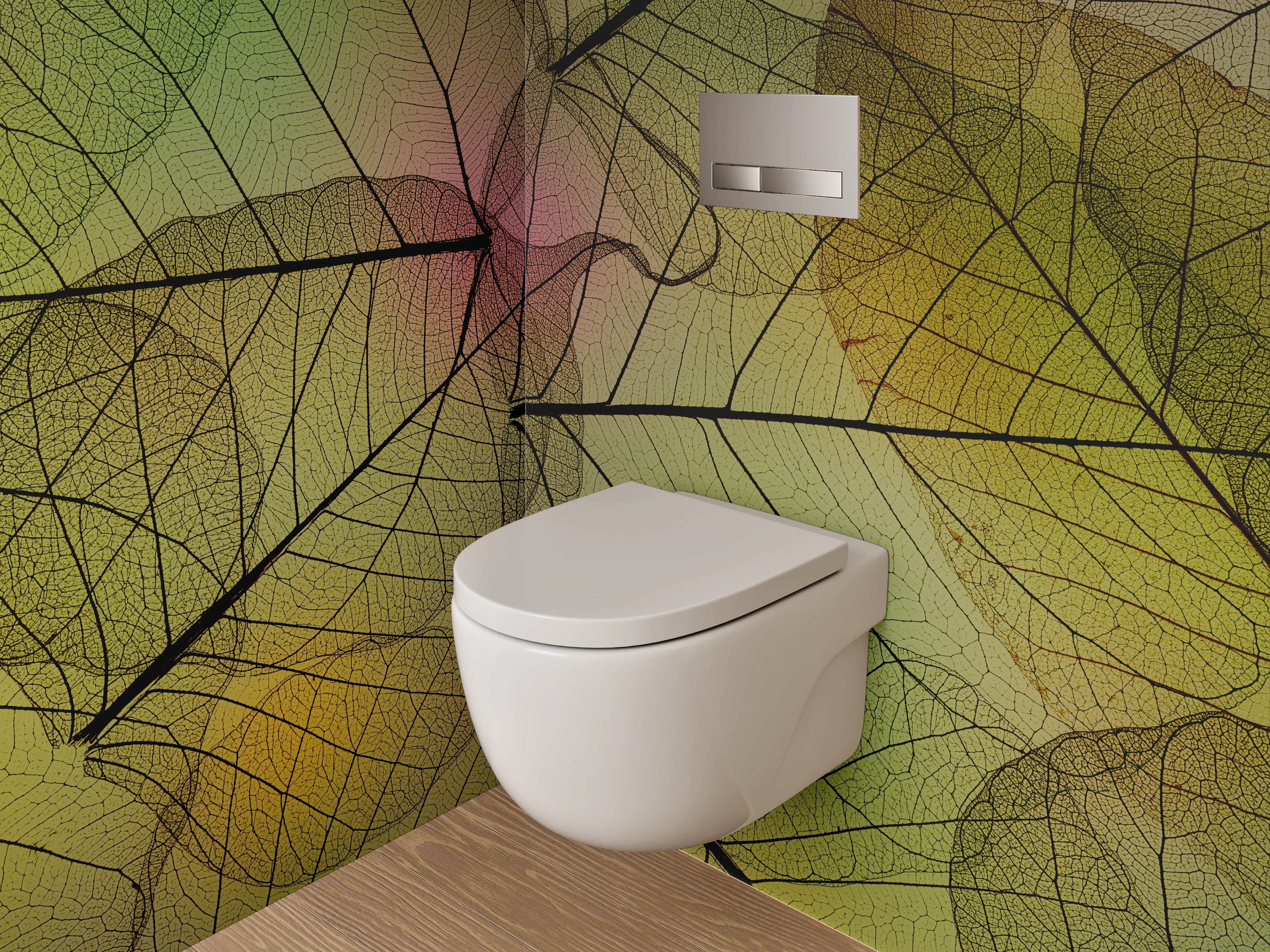 WC-Rückwand - Transparente Blätter grüne Harmonie