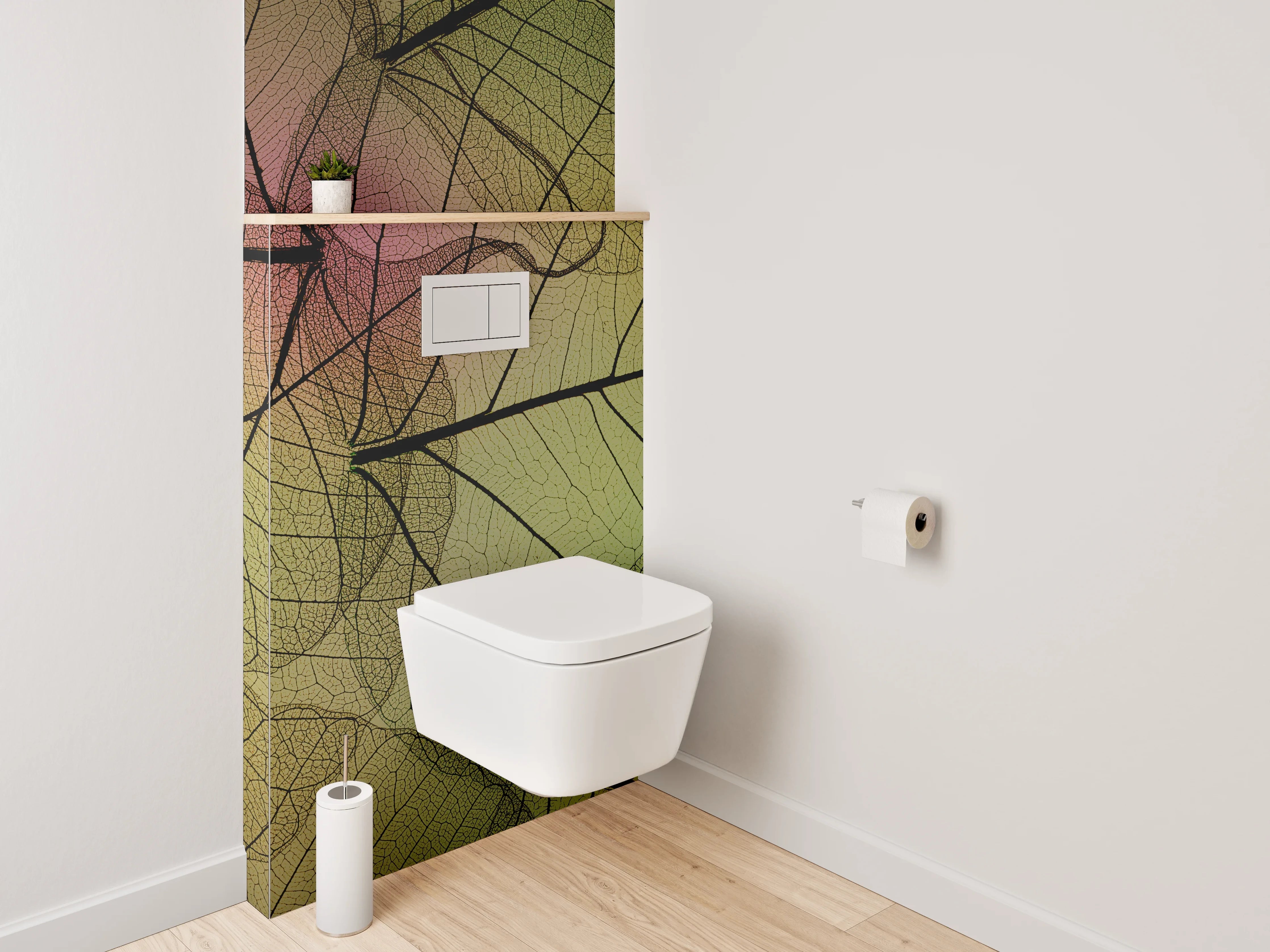 WC-Rückwand - Transparente Blätter grüne Harmonie
