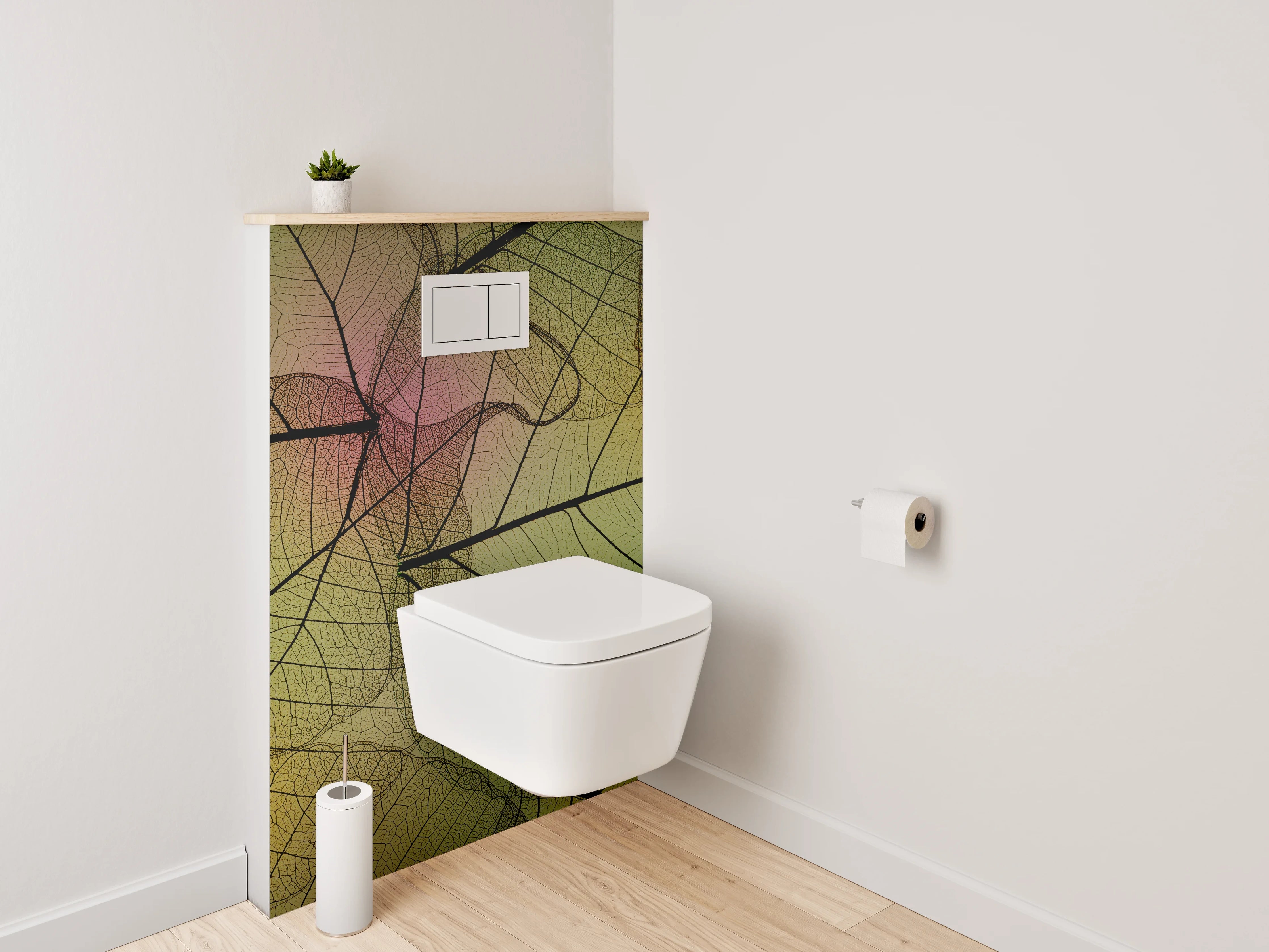 WC-Rückwand - Transparente Blätter grüne Harmonie