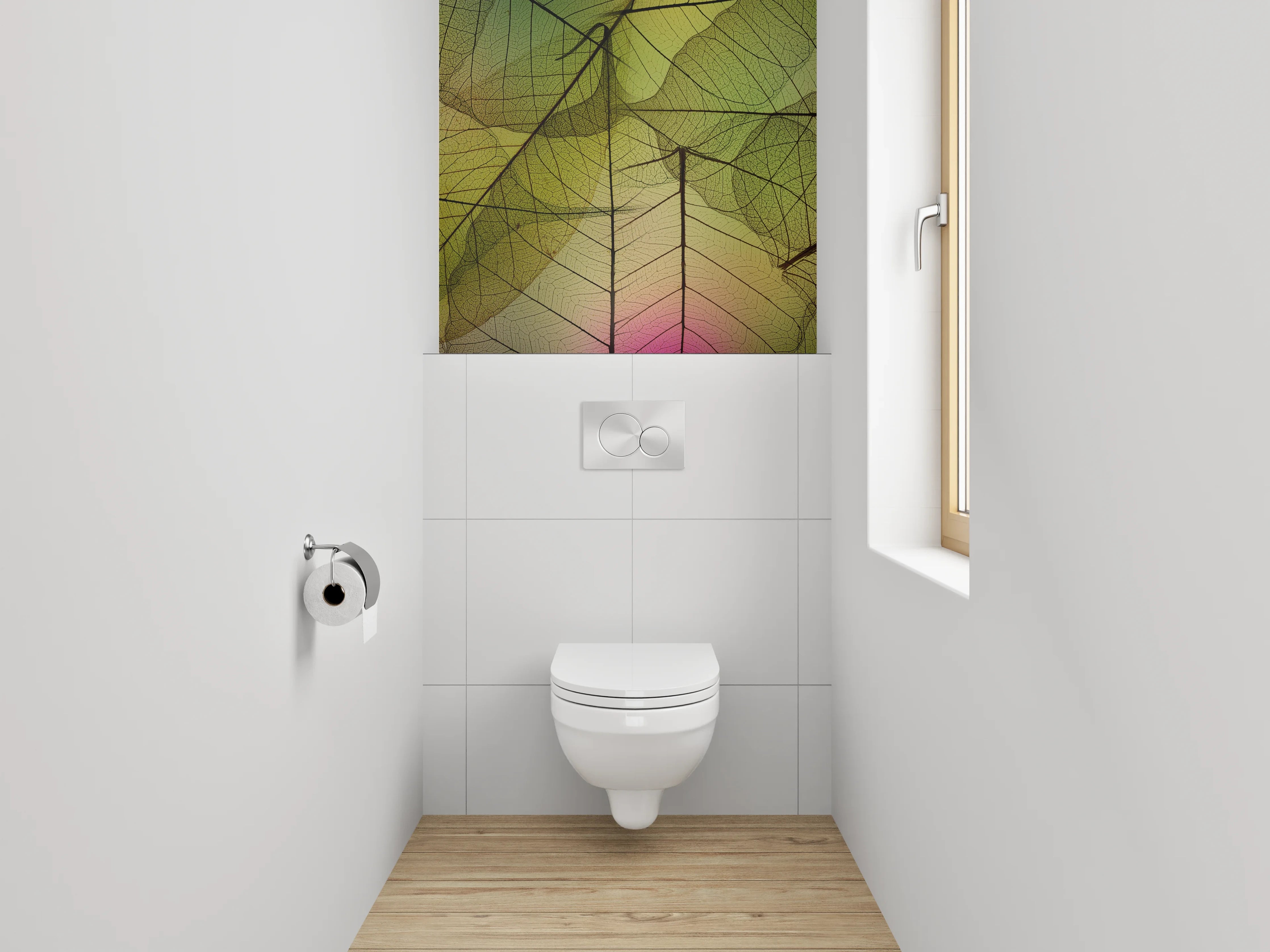 WC-Rückwand - Transparente Blätterstrukturen Naturdesign