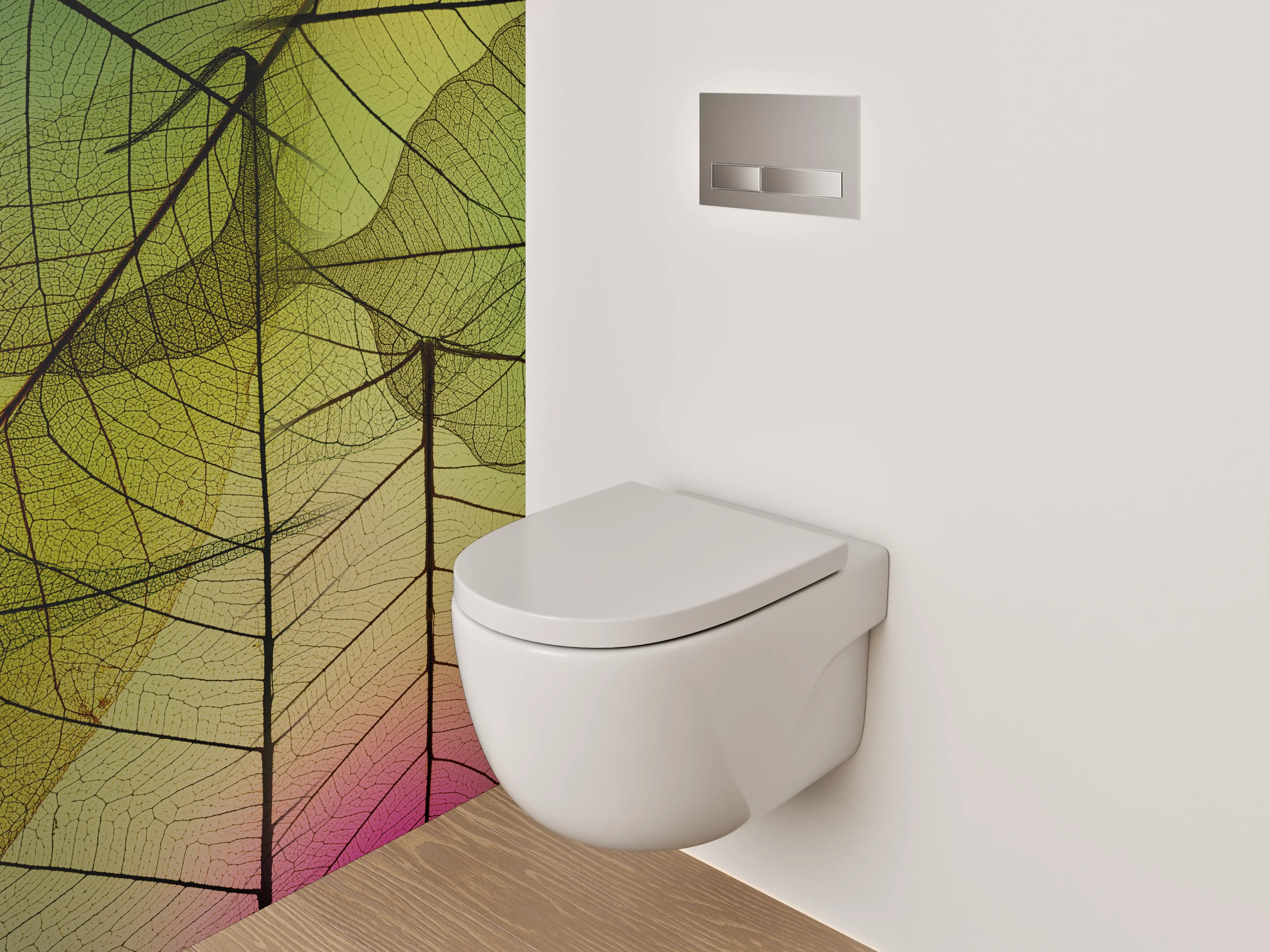 WC-Rückwand - Transparente Blätterstrukturen Naturdesign