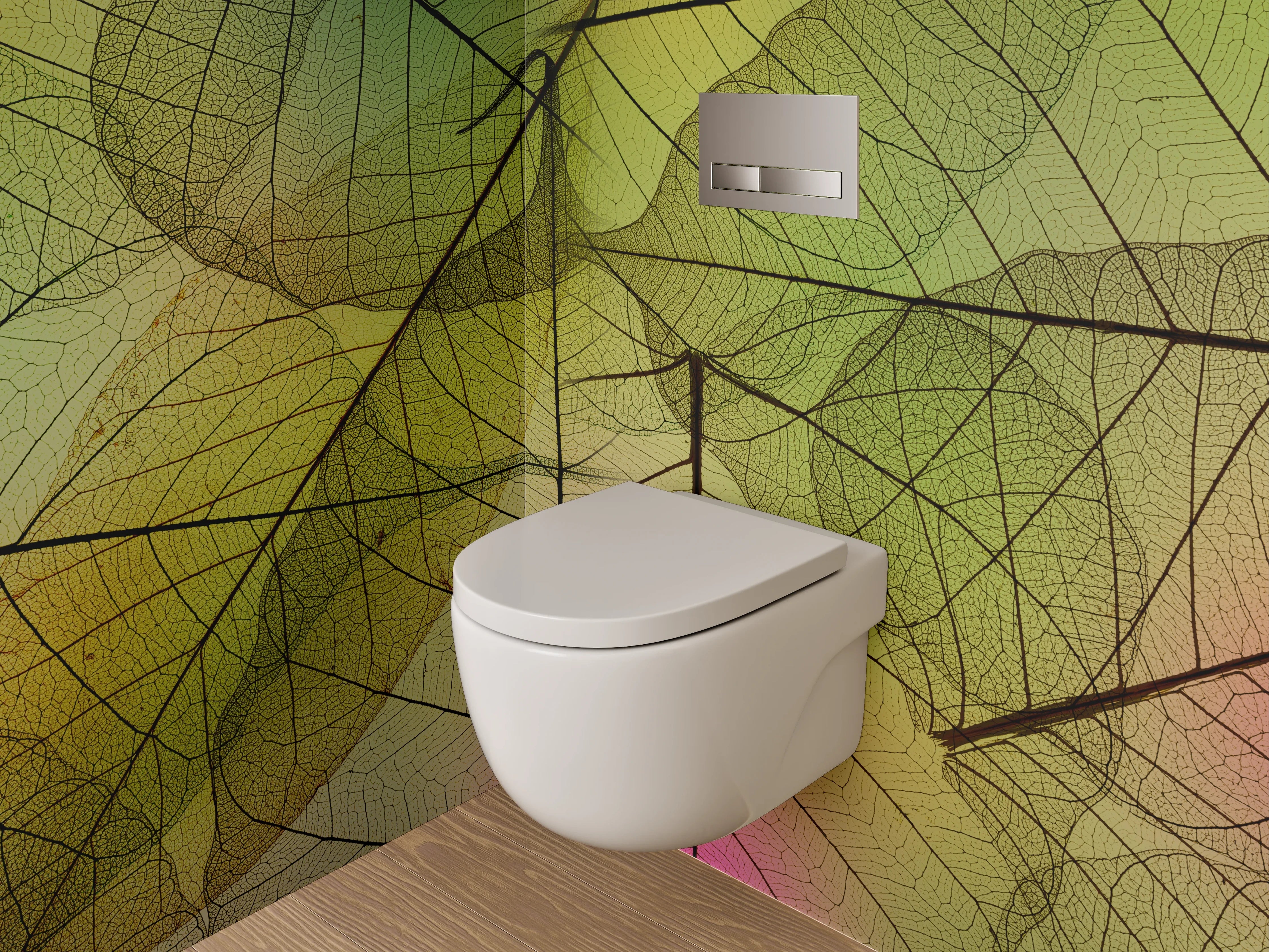 WC-Rückwand - Transparente Blätterstrukturen Naturdesign