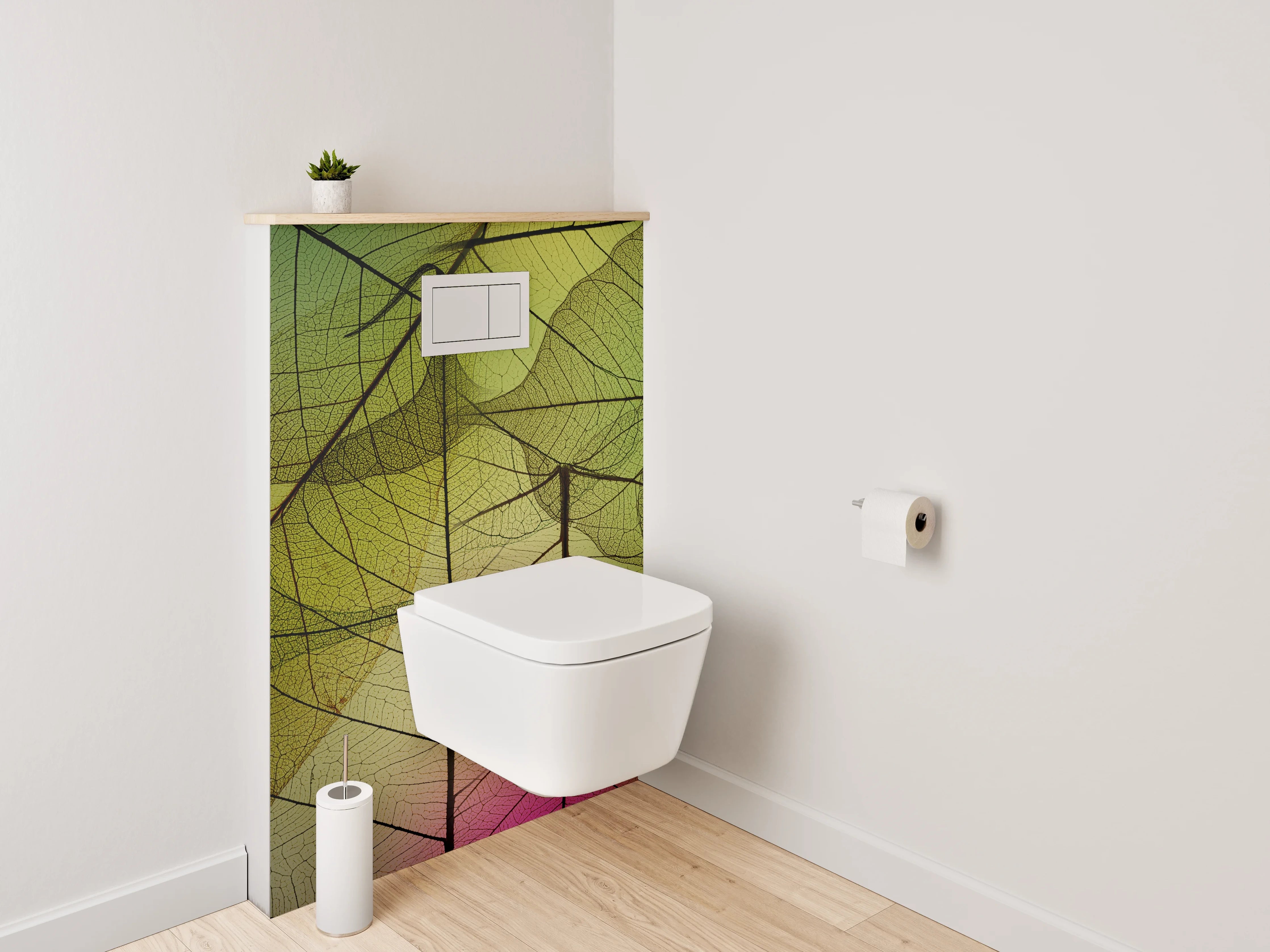 WC-Rückwand - Transparente Blätterstrukturen Naturdesign