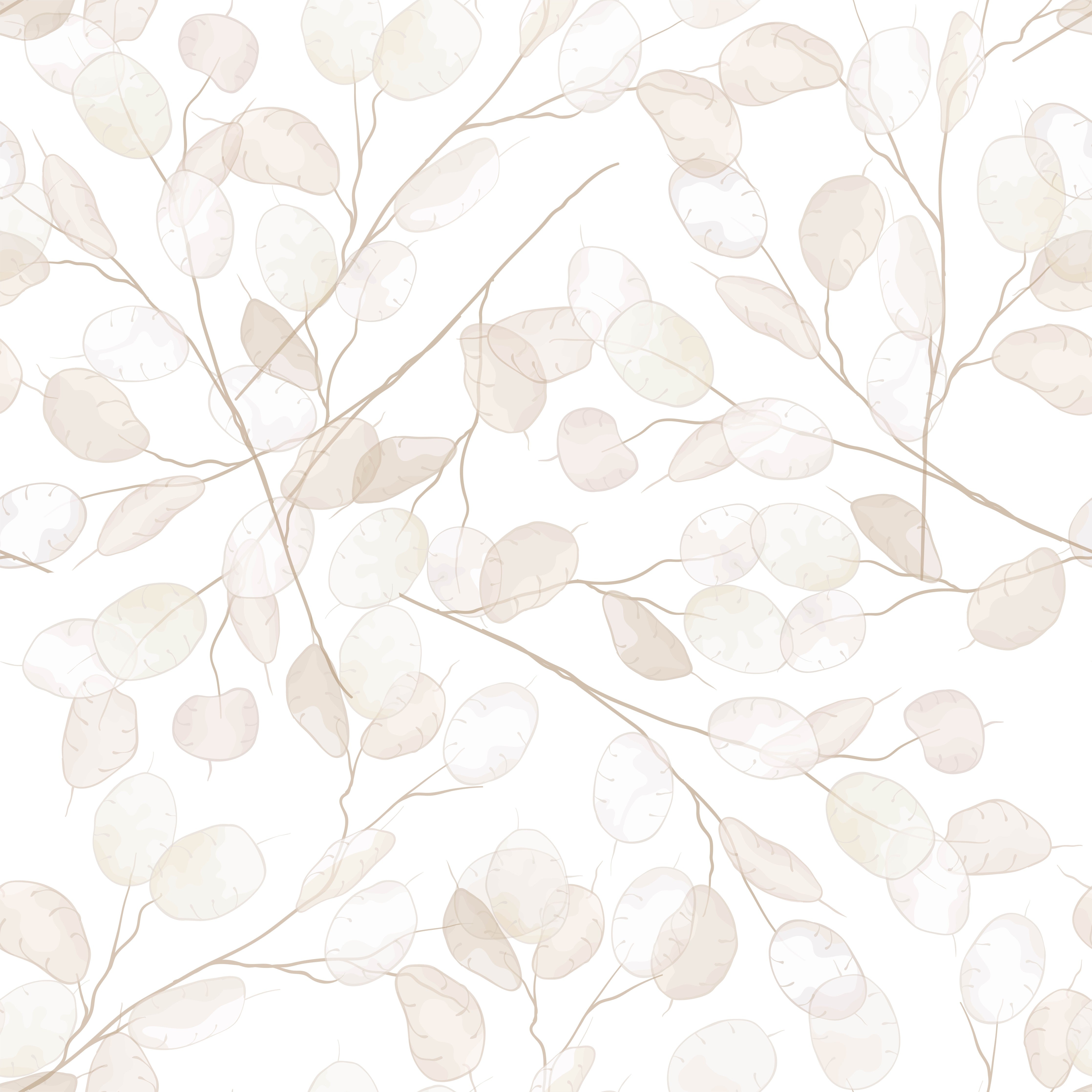 WC-Rückwand-Transparente Pflanzen-Illustration Weiß Beige