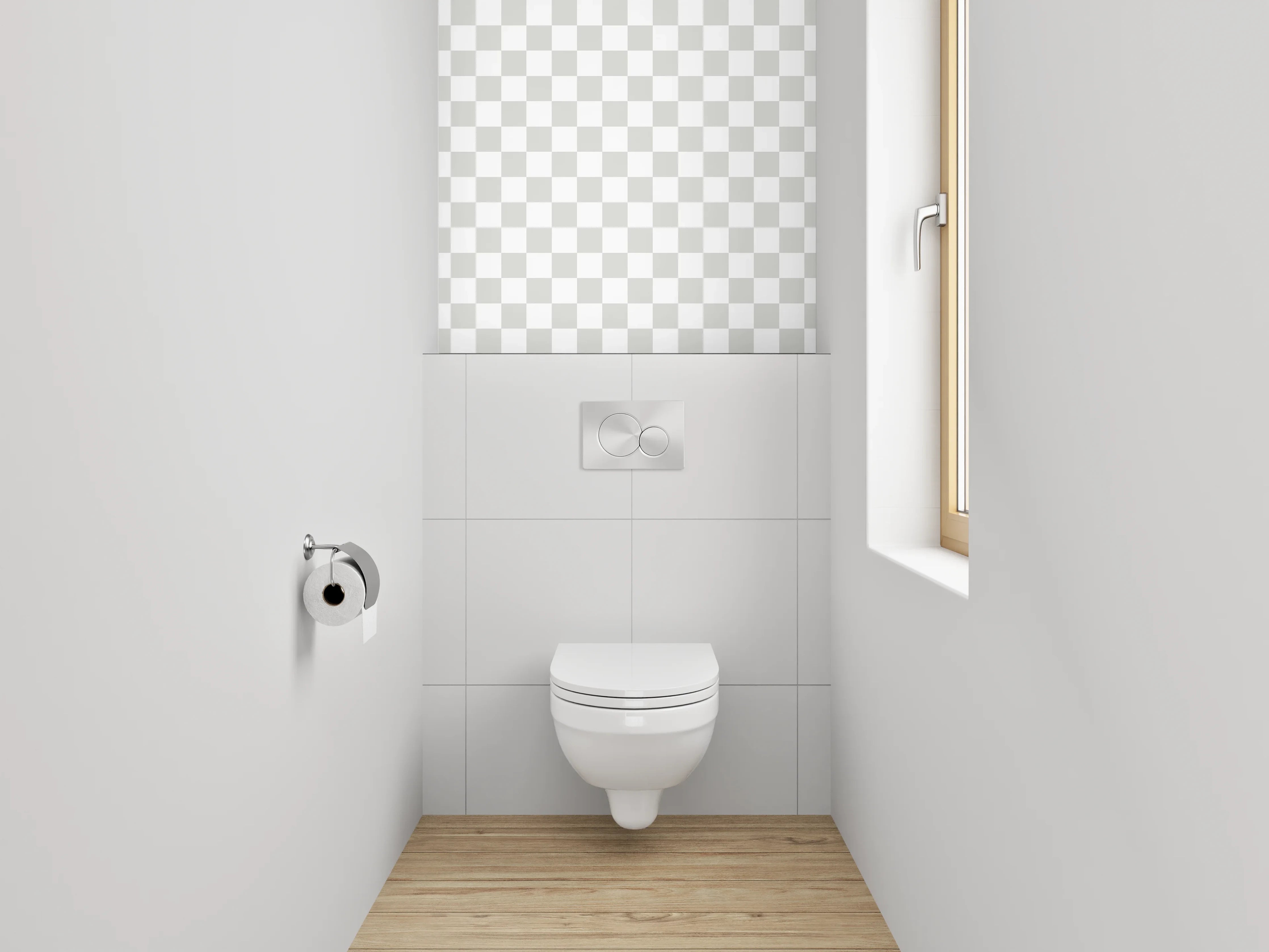 WC-Rückwand - Transparenter Kachel-Effekt Weiß-Grau