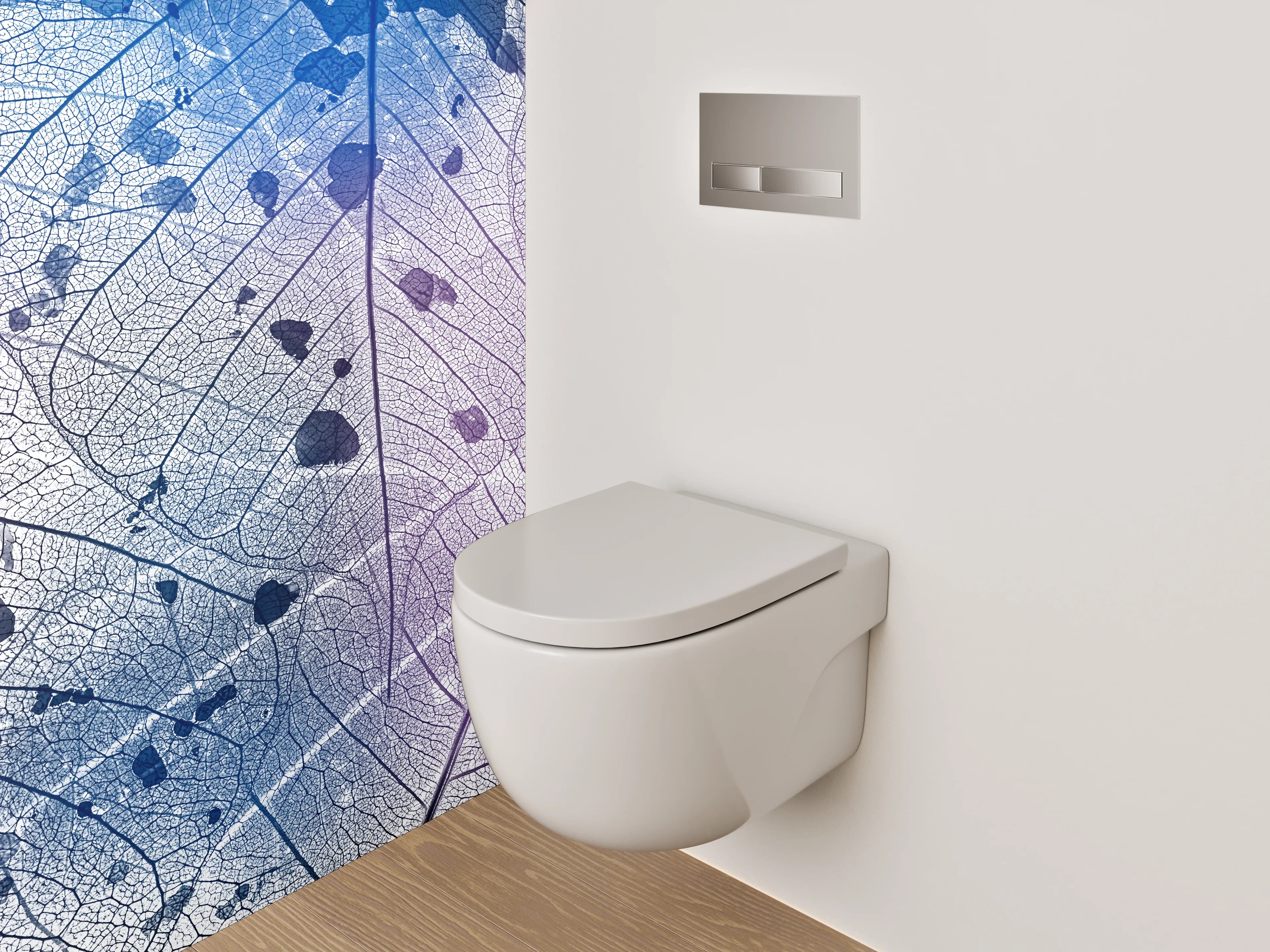 WC-Rückwand - Transparentes Blatt mit blau-violetter Struktur