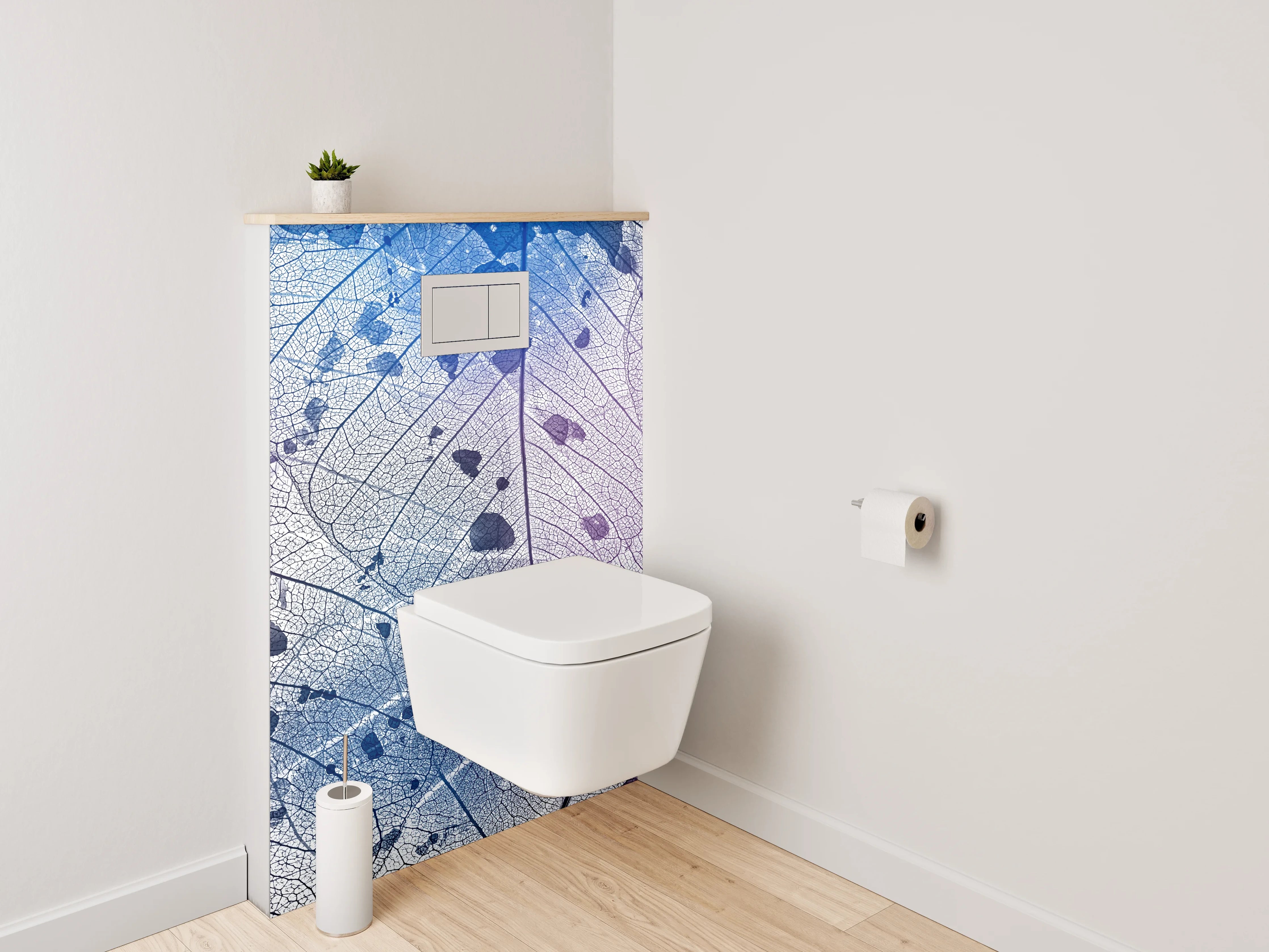 WC-Rückwand - Transparentes Blatt mit blau-violetter Struktur