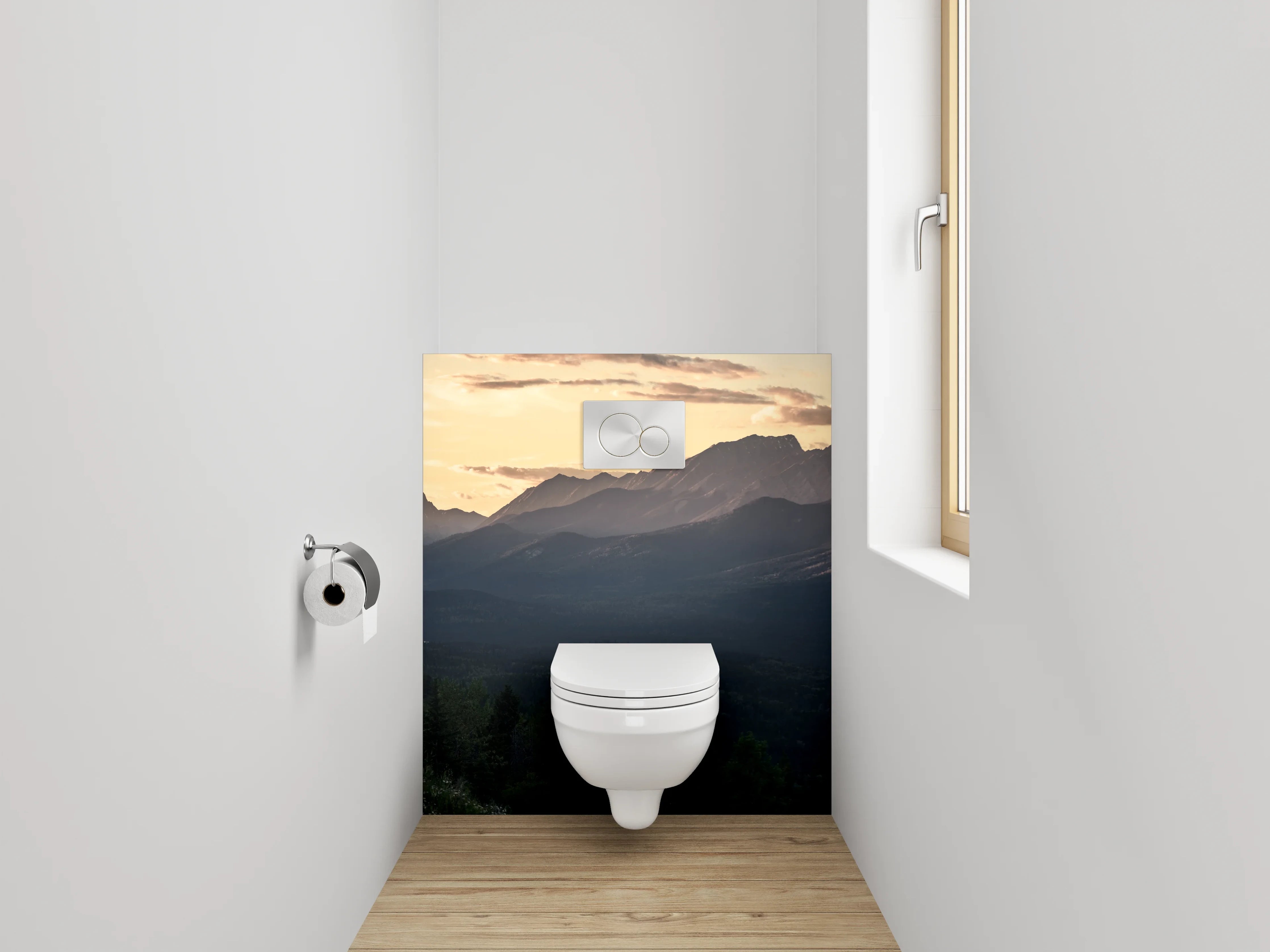 WC-Rückwand - Traumhafte Berglandschaft bei Sonnenuntergang