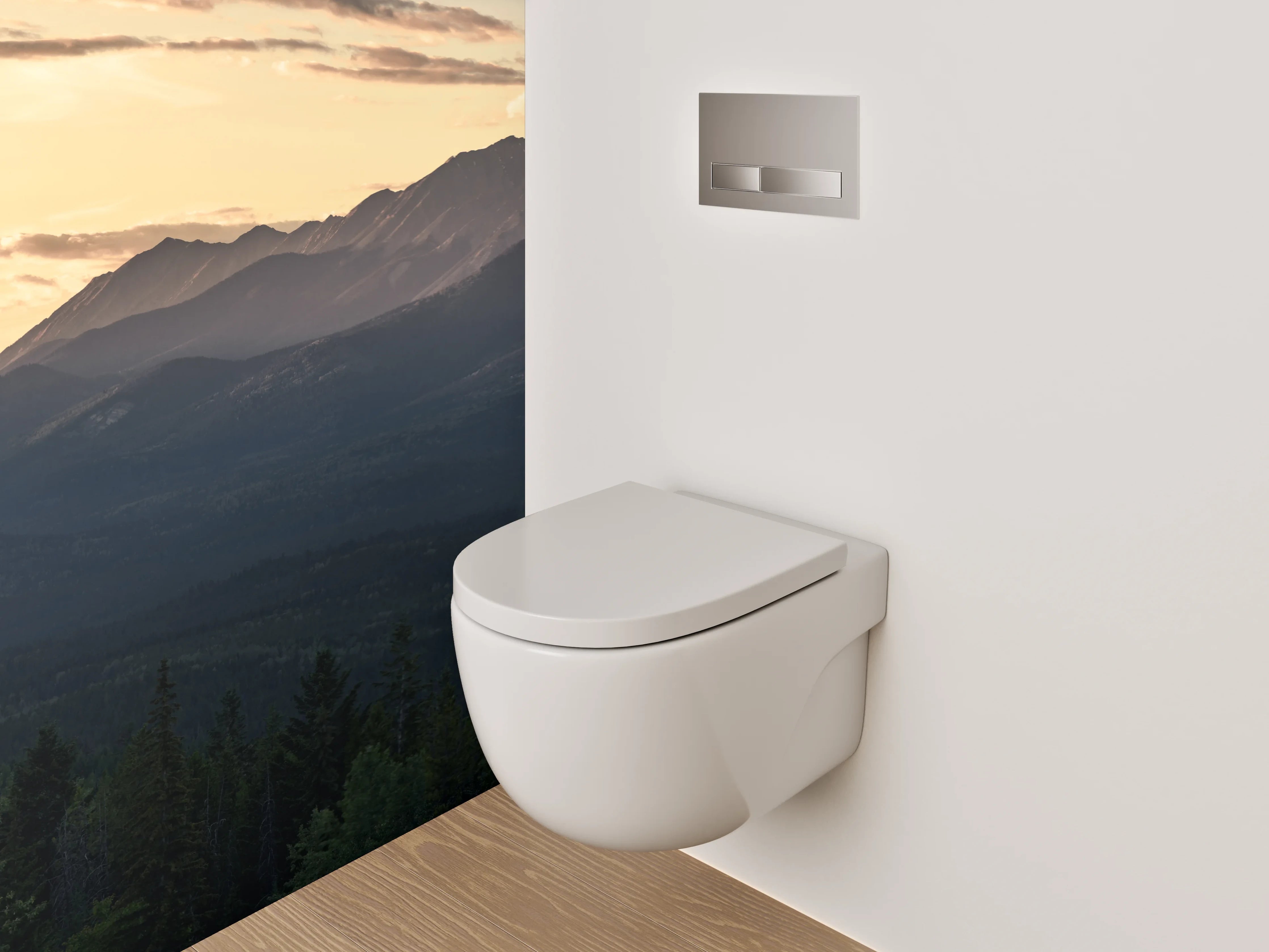 WC-Rückwand - Traumhafte Berglandschaft bei Sonnenuntergang