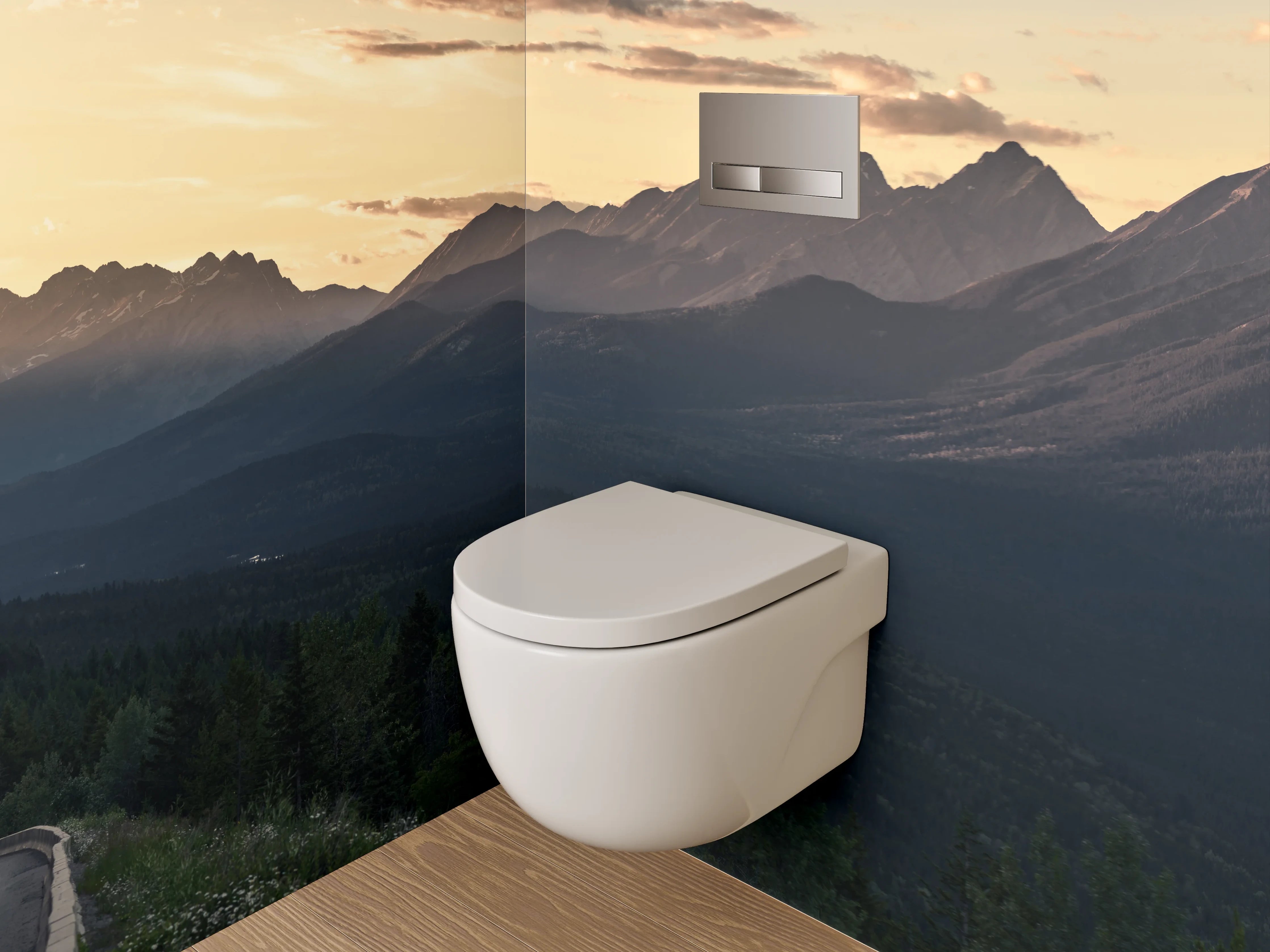 WC-Rückwand - Traumhafte Berglandschaft bei Sonnenuntergang