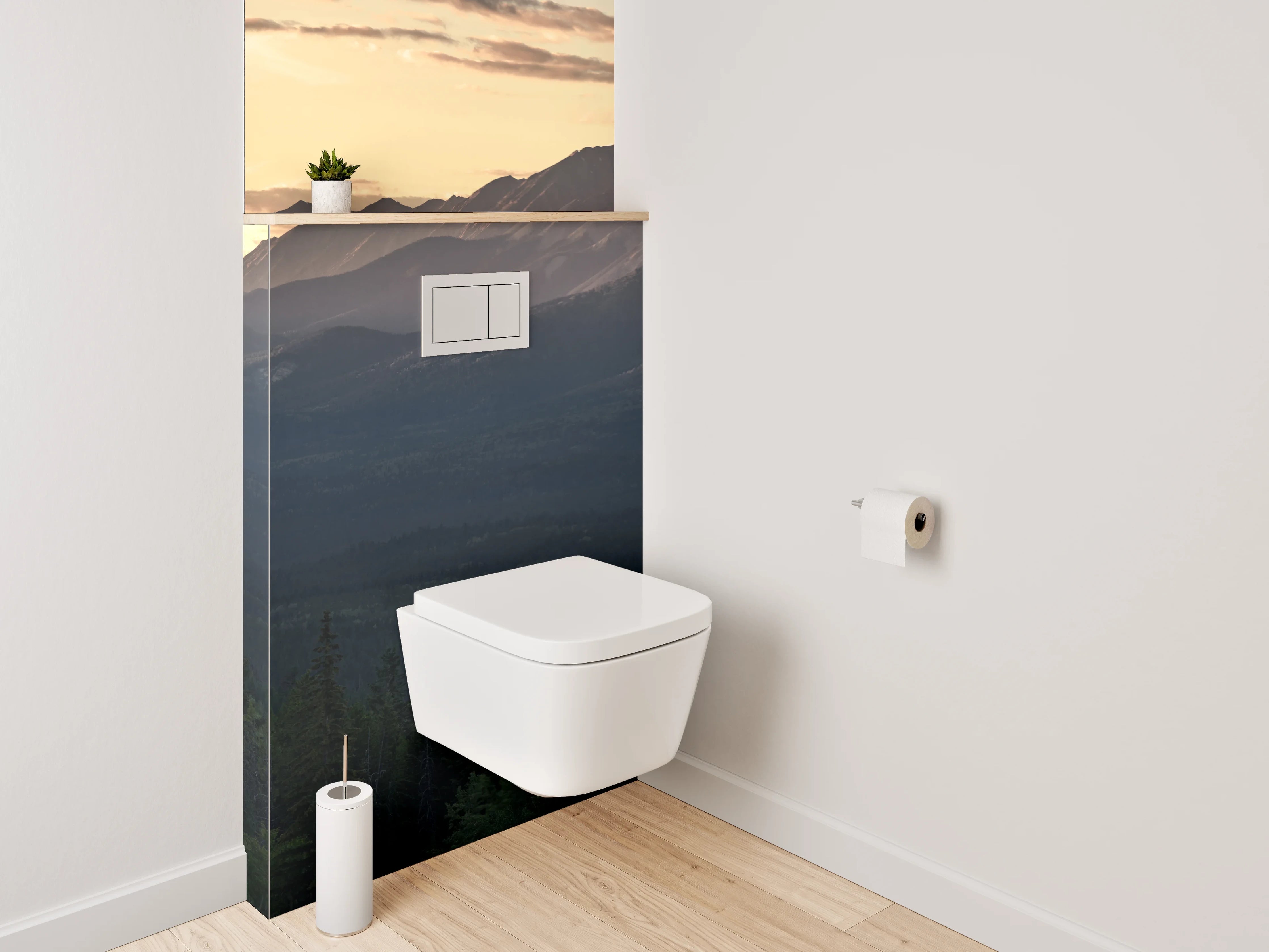 WC-Rückwand - Traumhafte Berglandschaft bei Sonnenuntergang