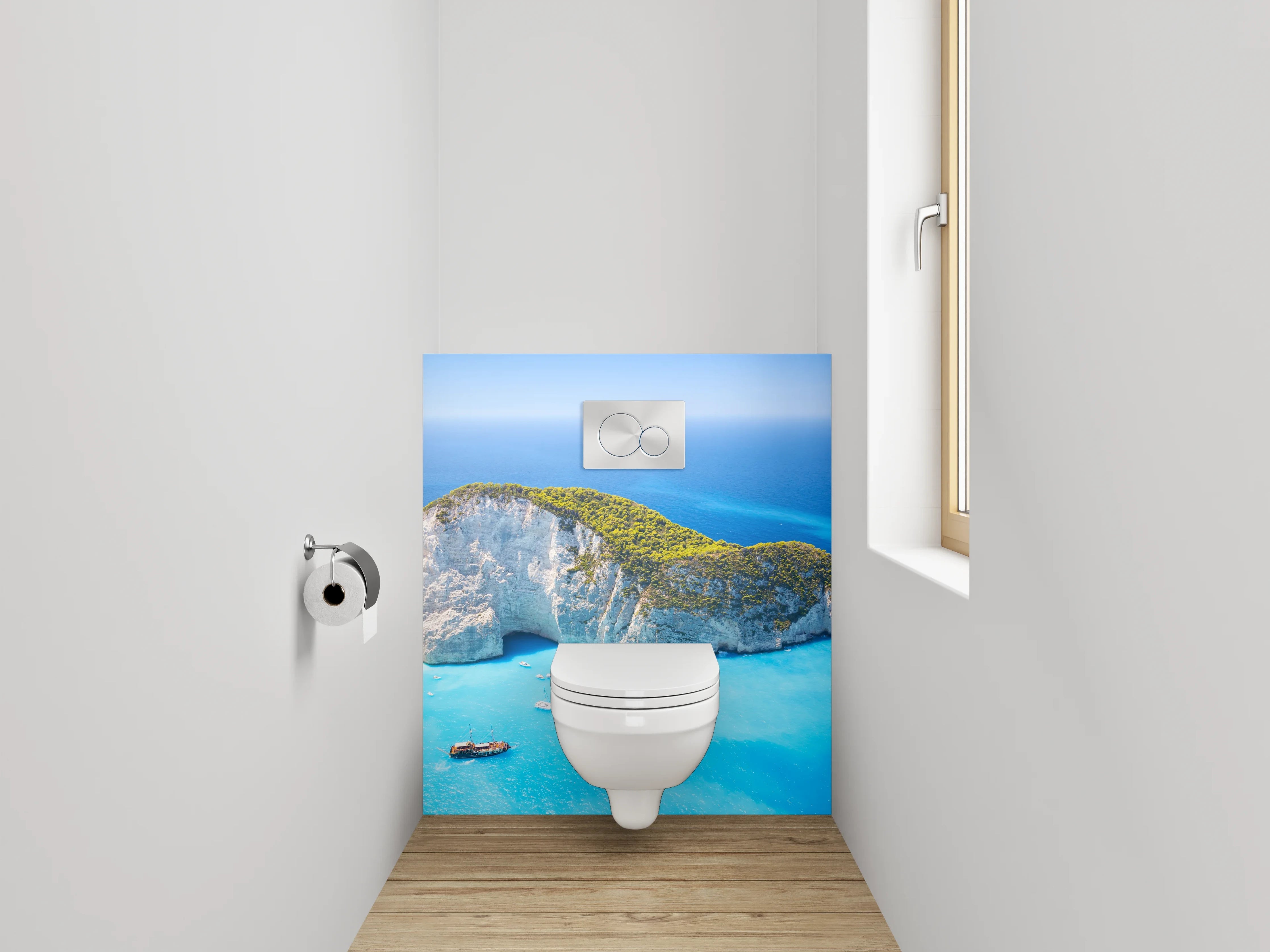 WC-Rückwand - Traumhafte Bucht am türkisblauen Meer