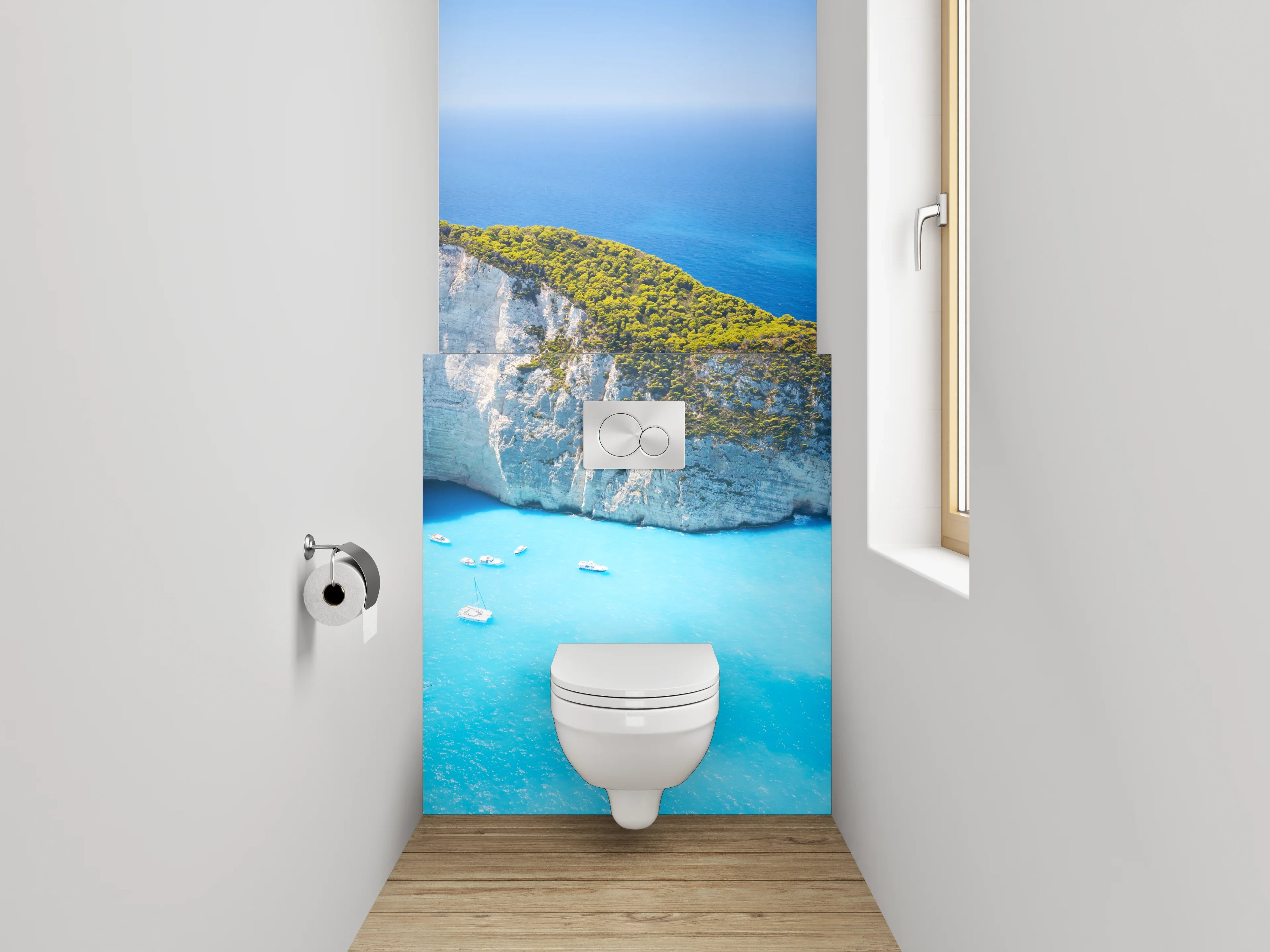 WC-Rückwand - Traumhafte Bucht am türkisblauen Meer