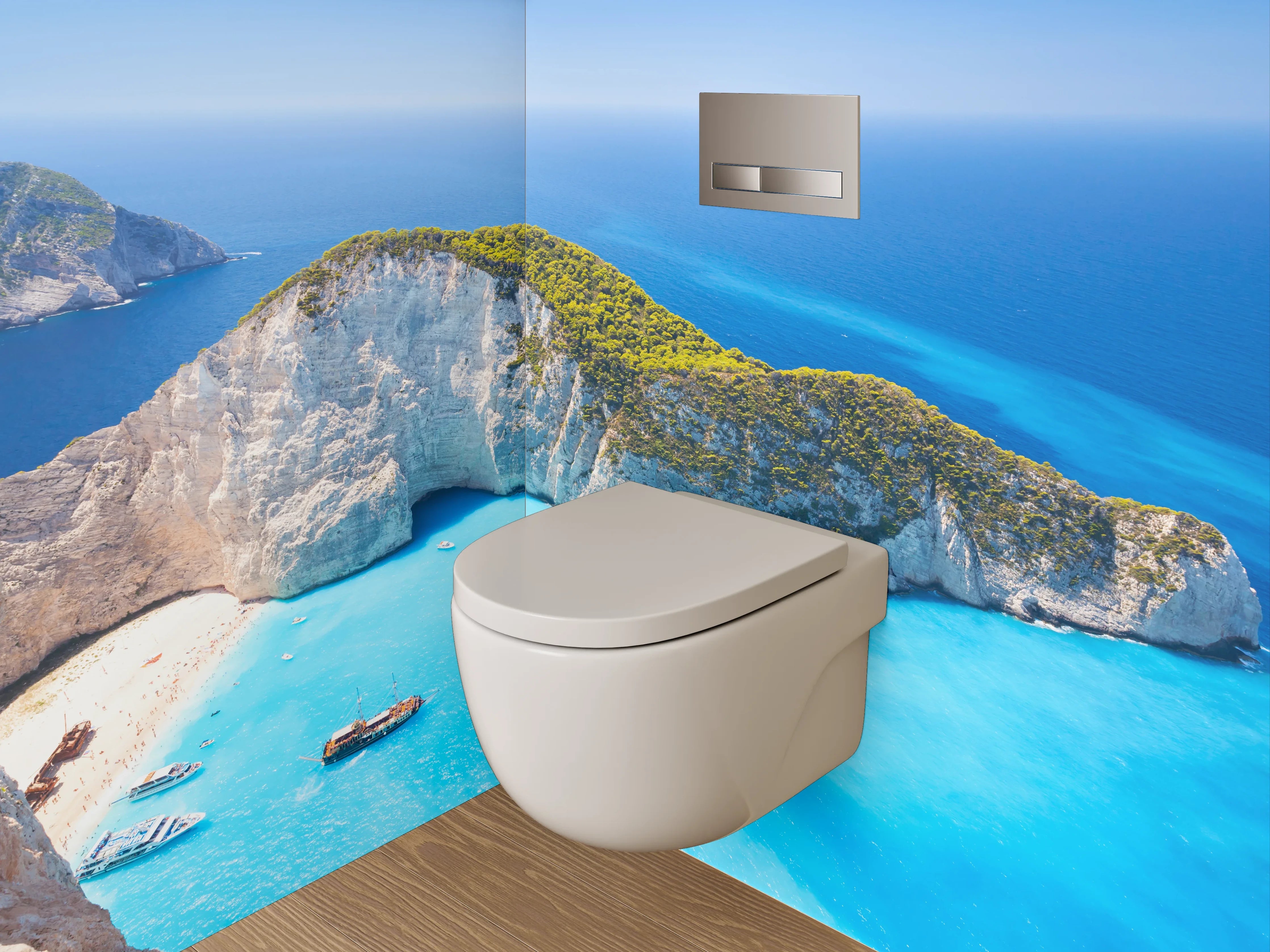 WC-Rückwand - Traumhafte Bucht am türkisblauen Meer