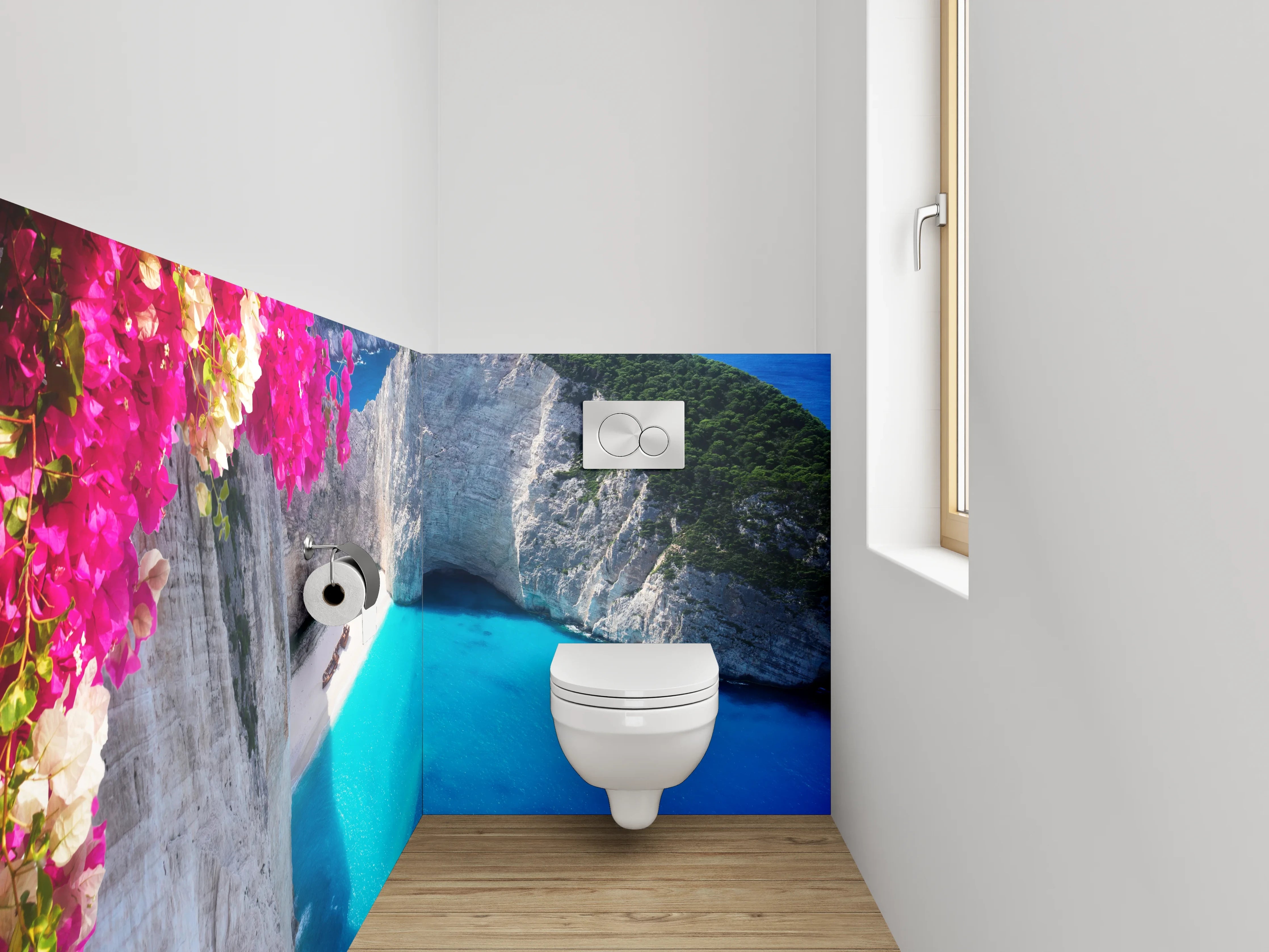 WC-Rückwand - Traumhafte Bucht: Azurblaues Wasser & Sandstrand